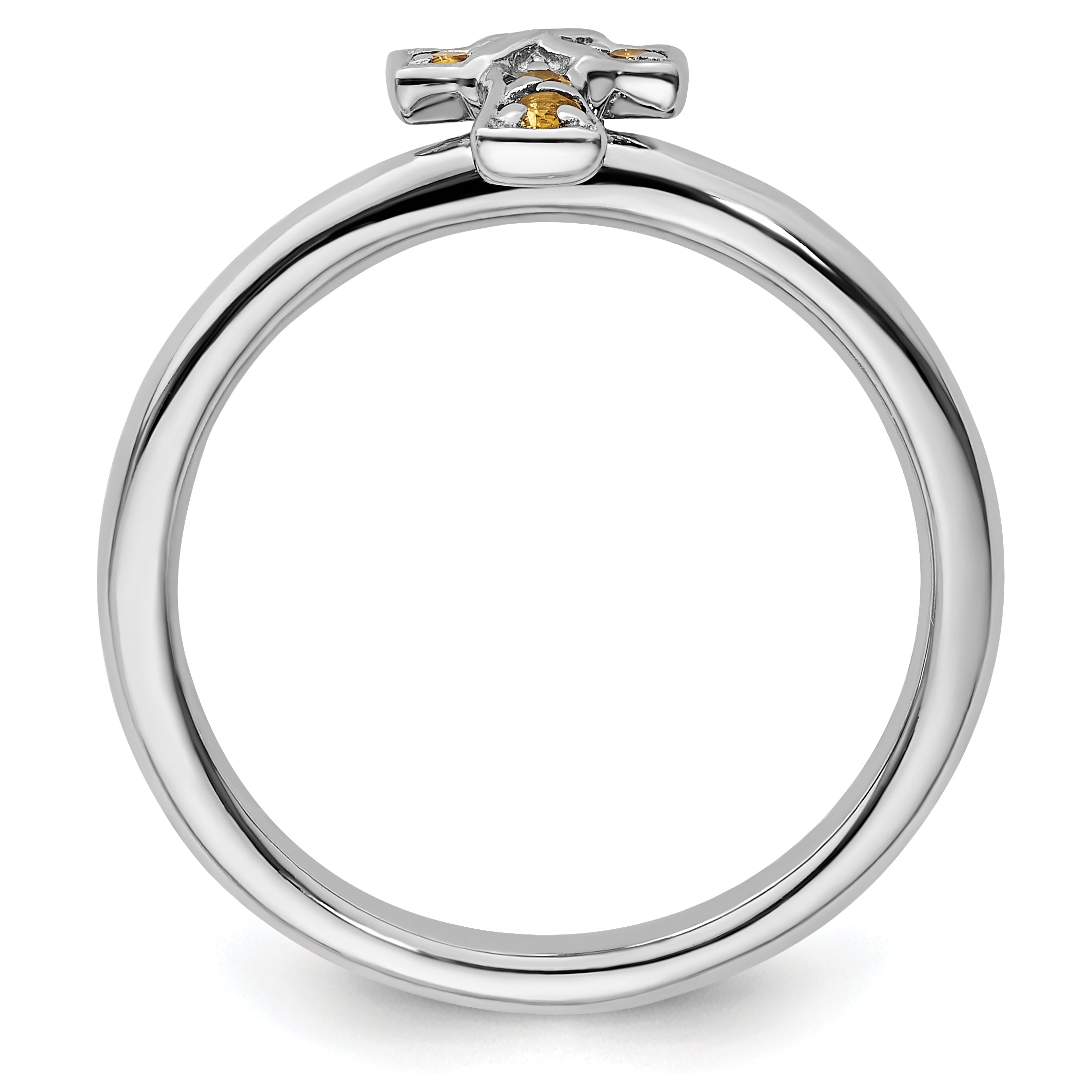 Sterling Silver Stackable Expressions Rhodium Citrine Cross Ring Secondary image
