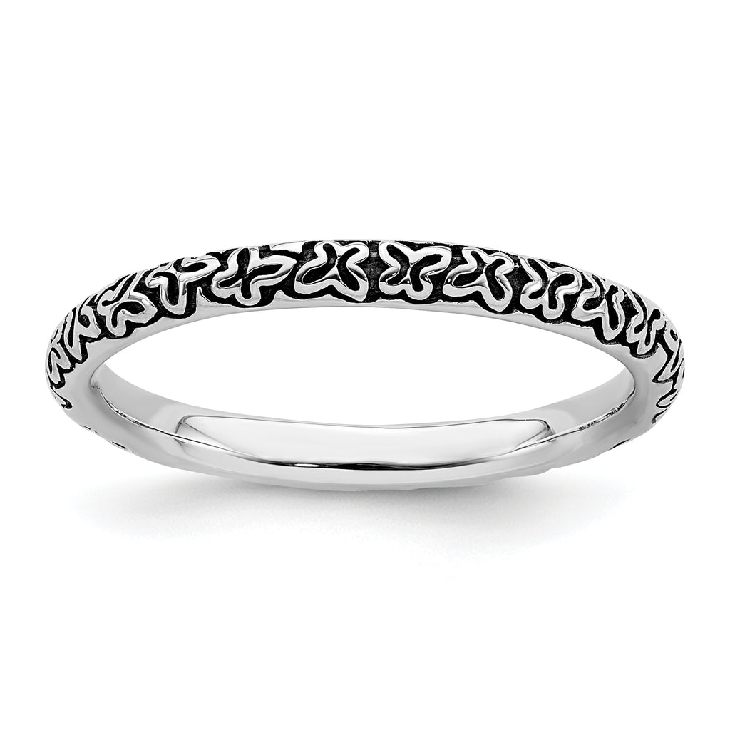 Sterling Silver Stackable Expressions Antiqued Ring