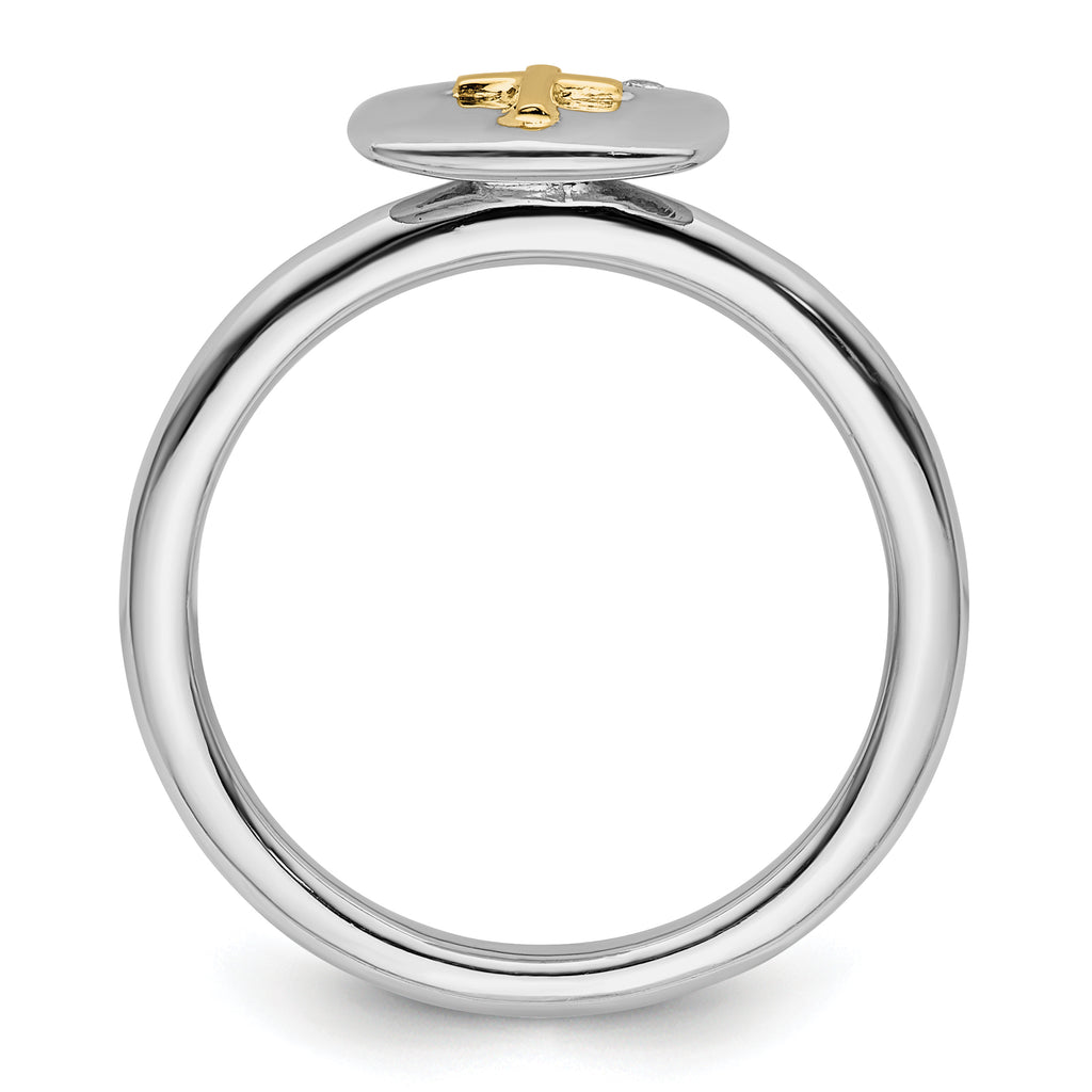 Sterling Silver & 14k Crossover Stackable Expressions Diamond Ring
