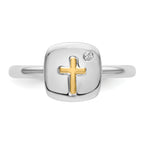 Sterling Silver & 14k Crossover Stackable Expressions Diamond Ring