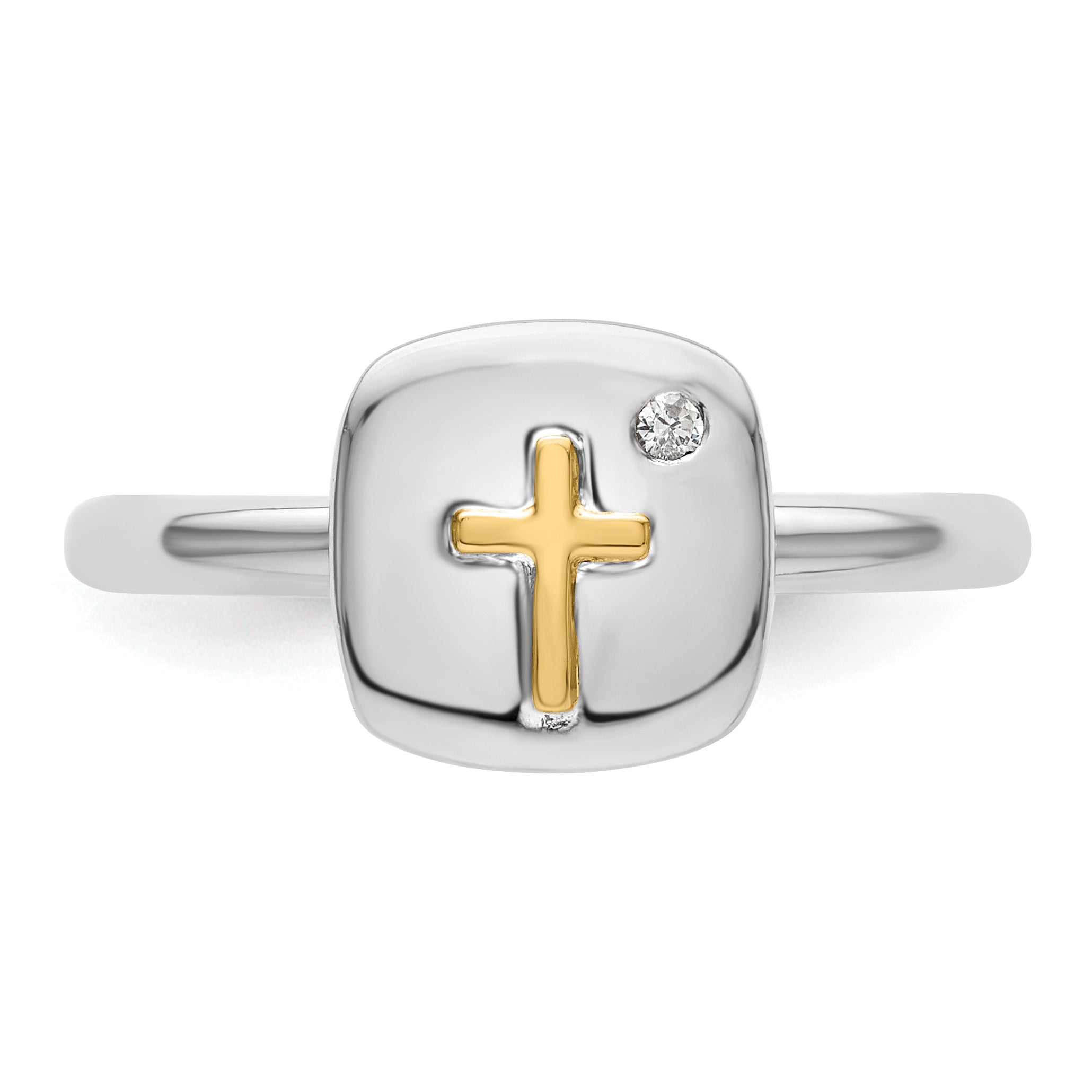 Sterling Silver & 14k Crossover Stackable Expressions Diamond Ring