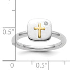 Sterling Silver & 14k Crossover Stackable Expressions Diamond Ring