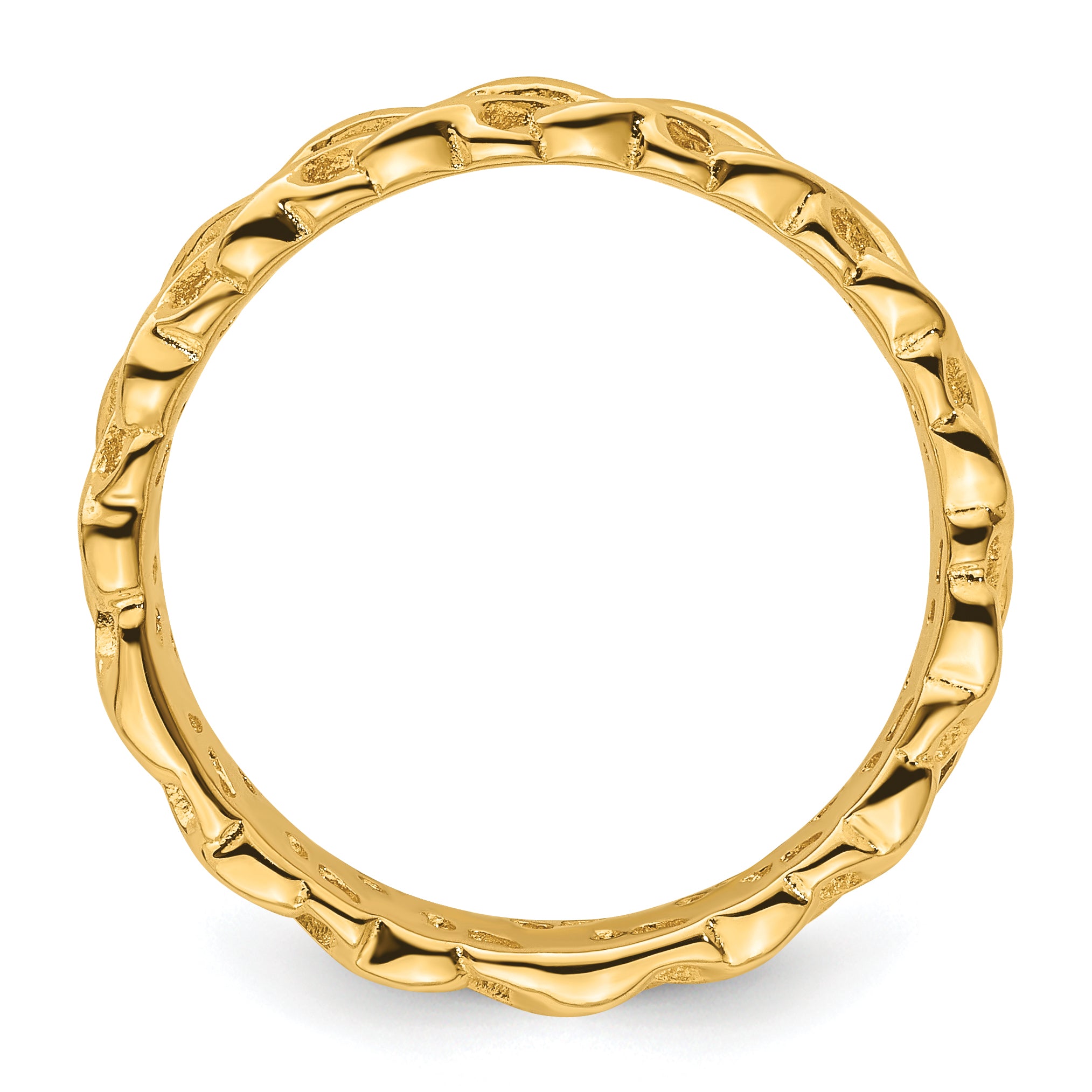 Sterling Silver Stackable Expressions Gold-plated Carved Band Secondary image