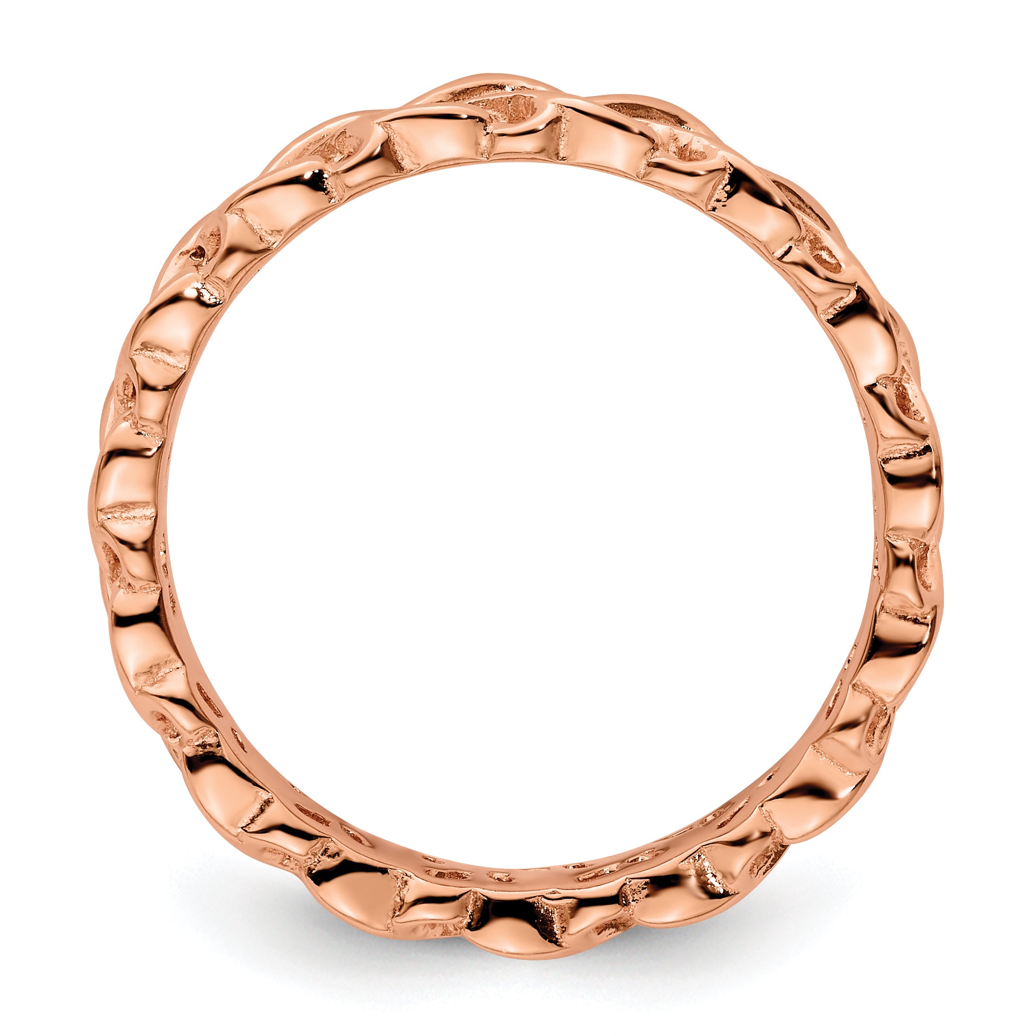 Sterling Silver Stackable Expressions Pink-plated Carved Ring Secondary image