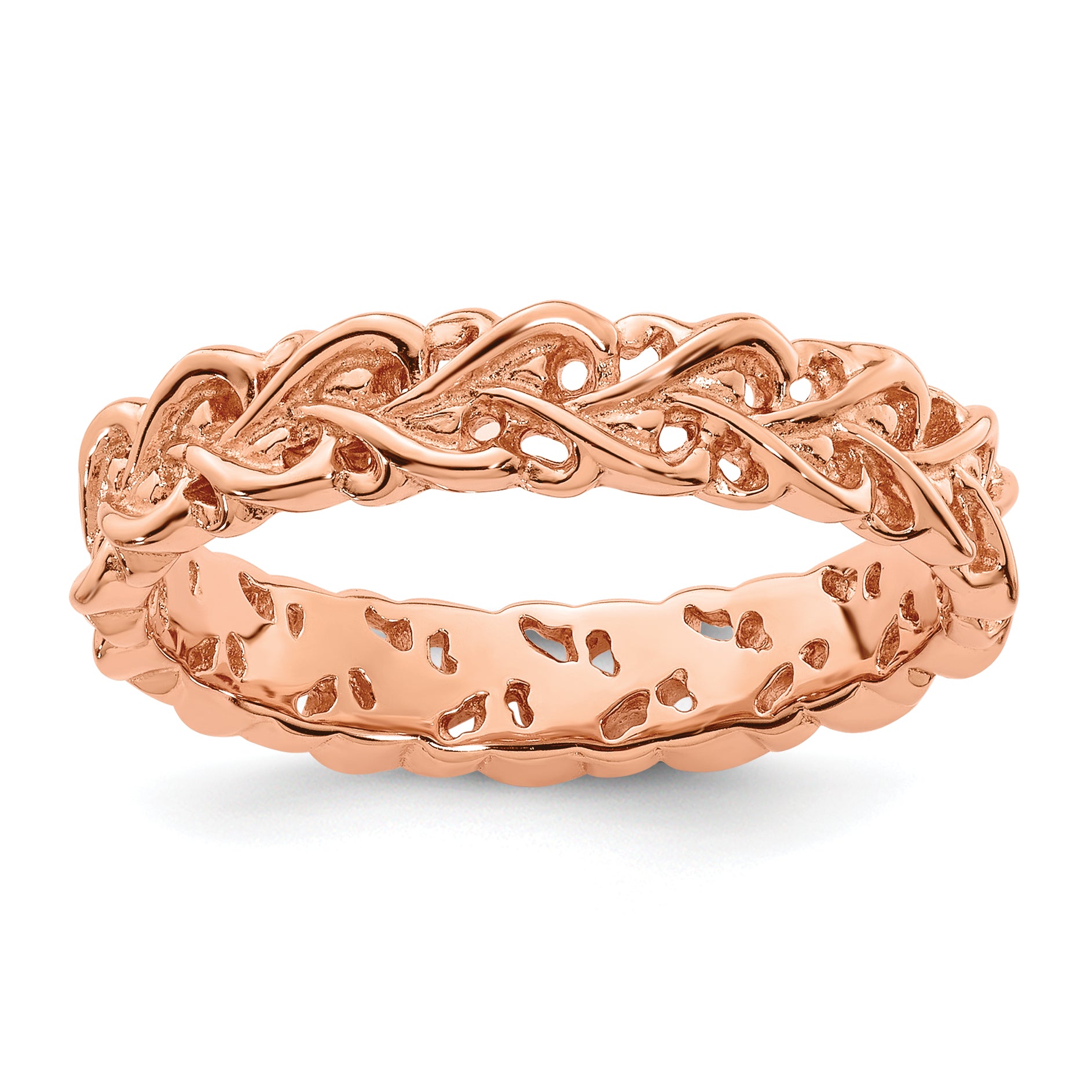Sterling Silver Stackable Expressions Pink-plated Carved Ring Main image