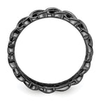 Sterling Silver Stackable Expressions Black-plated Carved