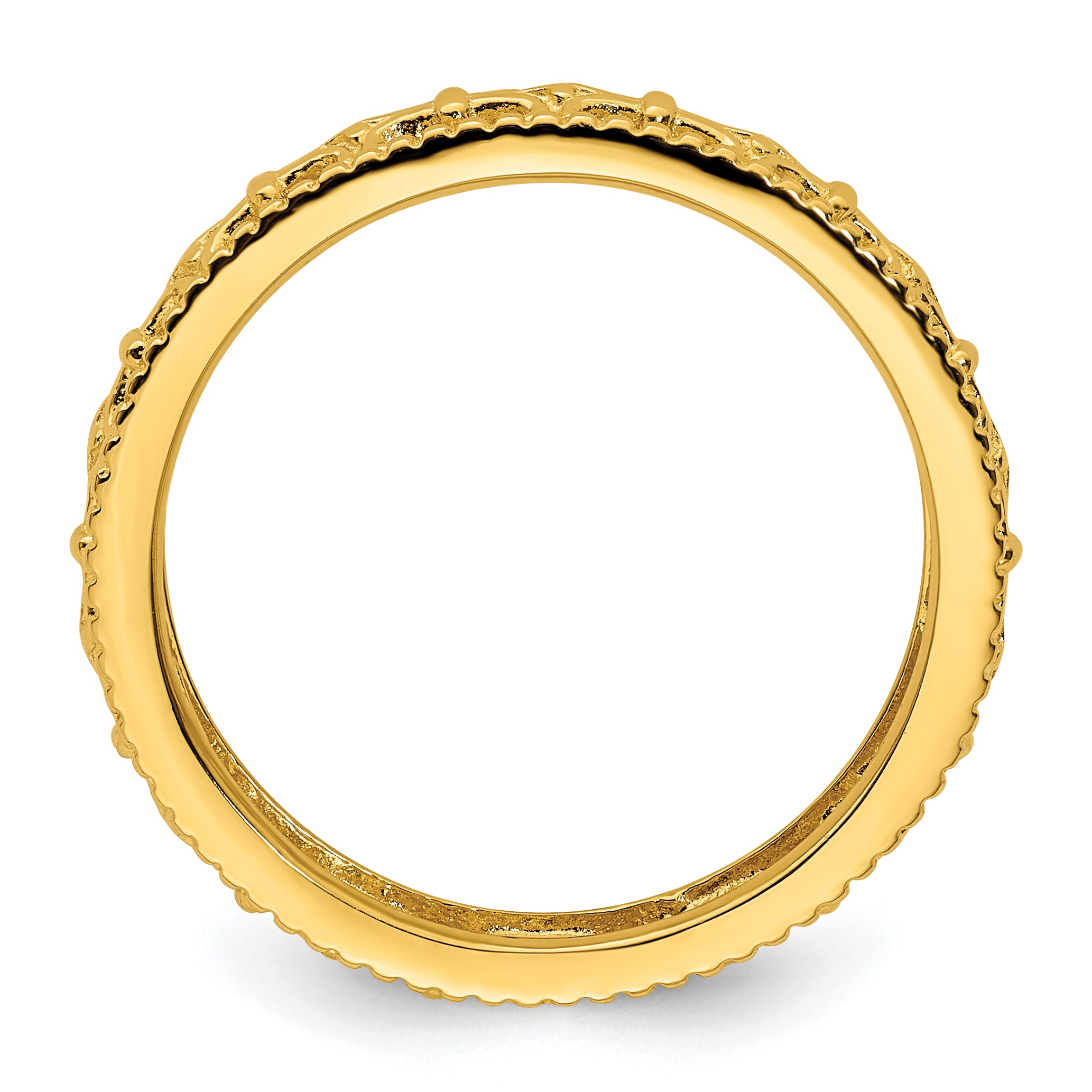 Sterling Silver Stackable Expressions Gold-plated Carved Band Secondary image