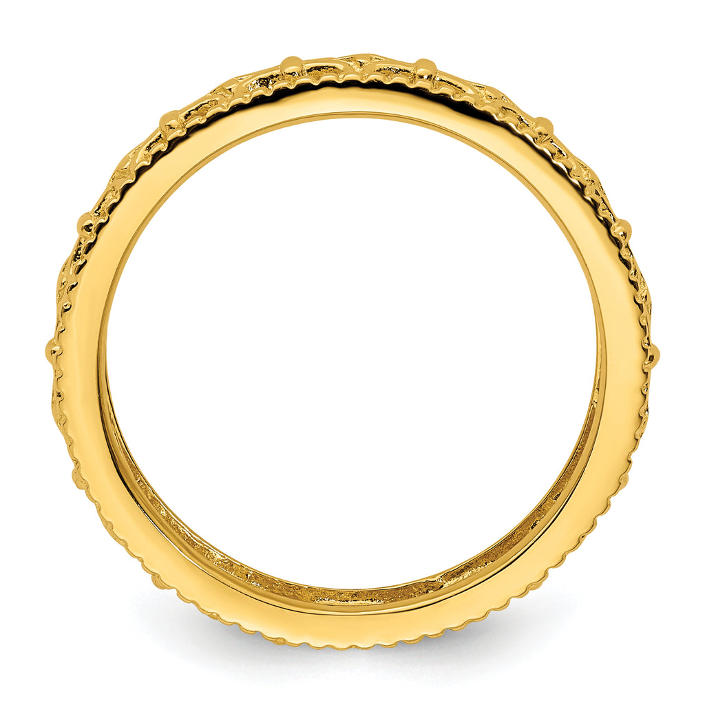 Sterling Silver Stackable Expressions Gold-plated Carved Band