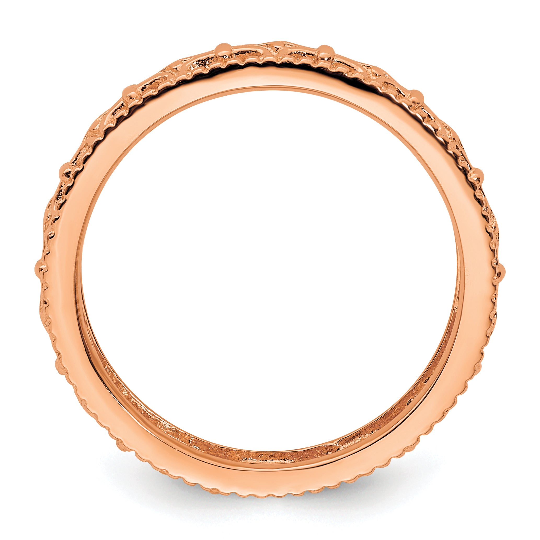 Sterling Silver Stackable Expressions Pink-plated Carved Band Secondary image