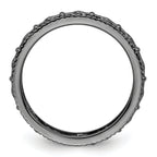 Sterling Silver Stackable Expressions Black-plated Carved Band