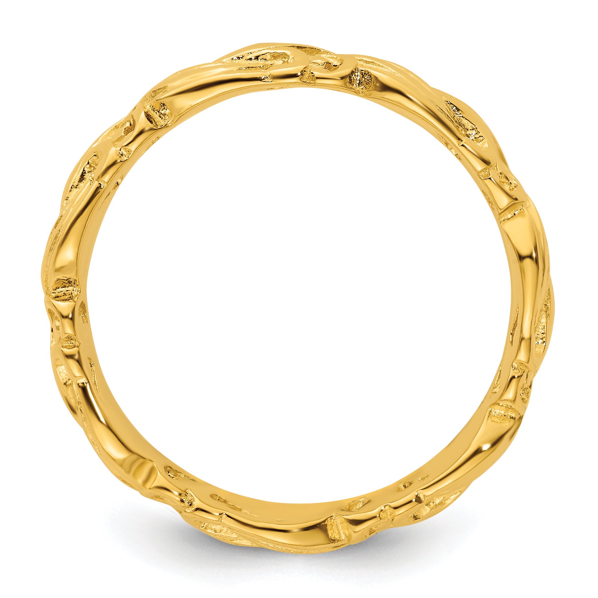 Sterling Silver Stackable Expressions Gold-plated Carved Band Secondary image