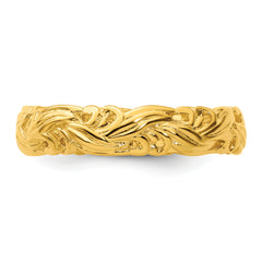 Sterling Silver Stackable Expressions Gold-plated Carved Band