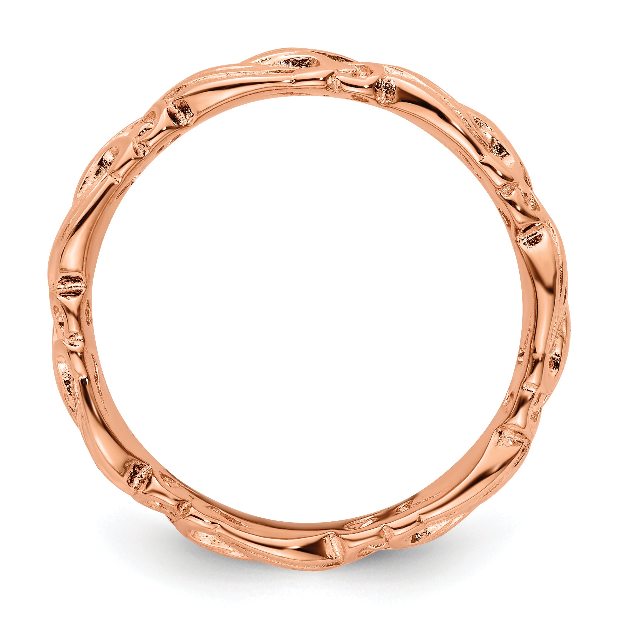 Sterling Silver Stackable Expressions Pink-plated Carved Band Secondary image