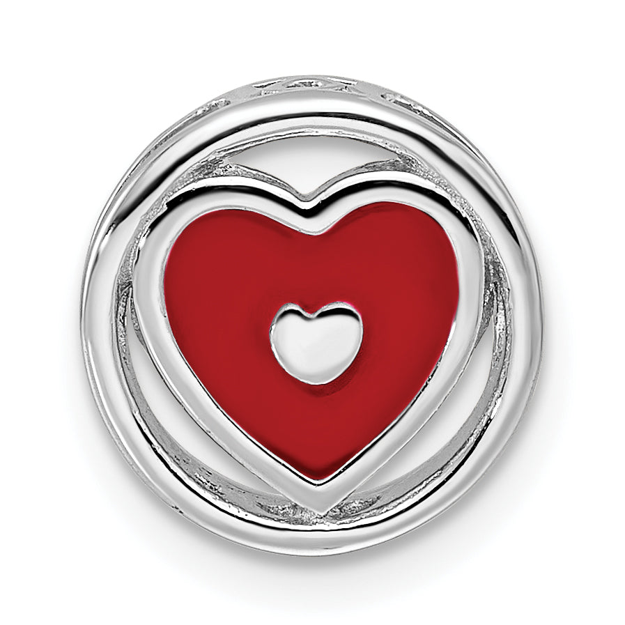 Sterling Silver Stackable Expressions Small Red Enameled Heart Chain Slide Main image