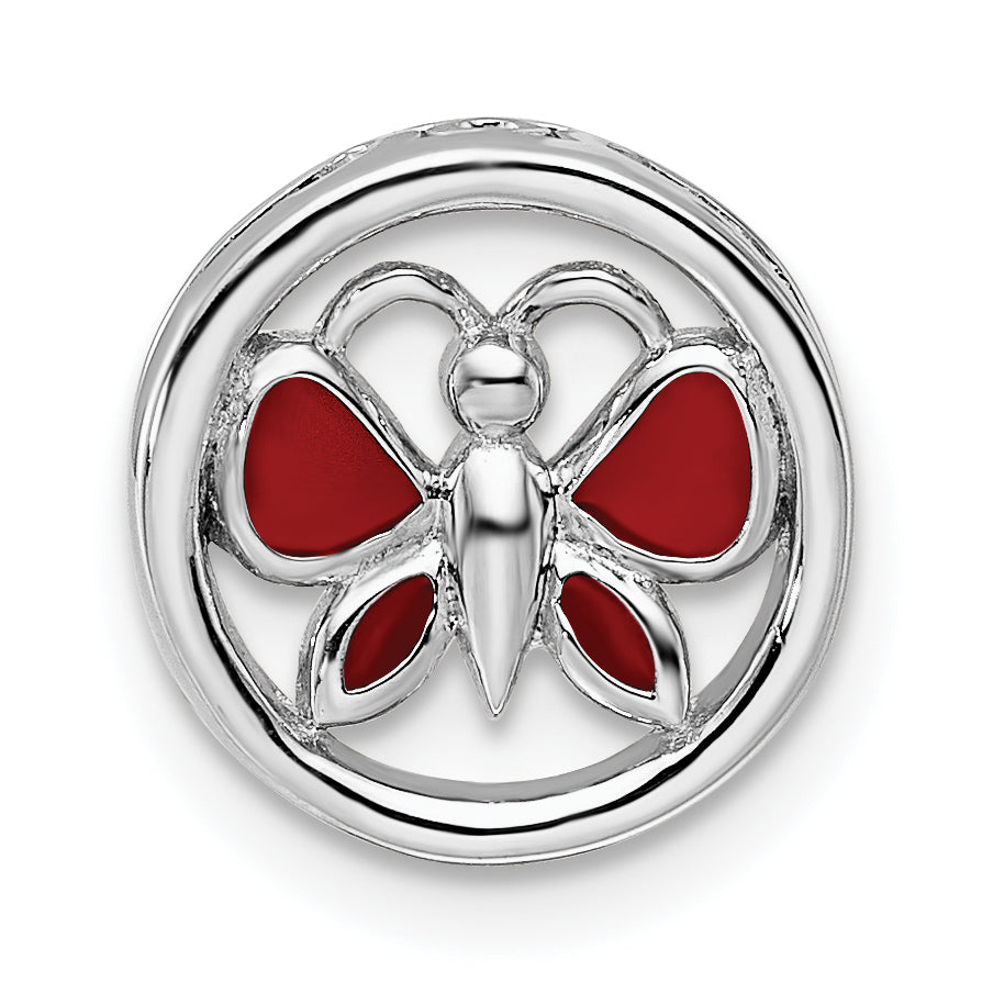 Sterling Silver Stackable Expressions Small Red Butterfly Chain Slide Main image