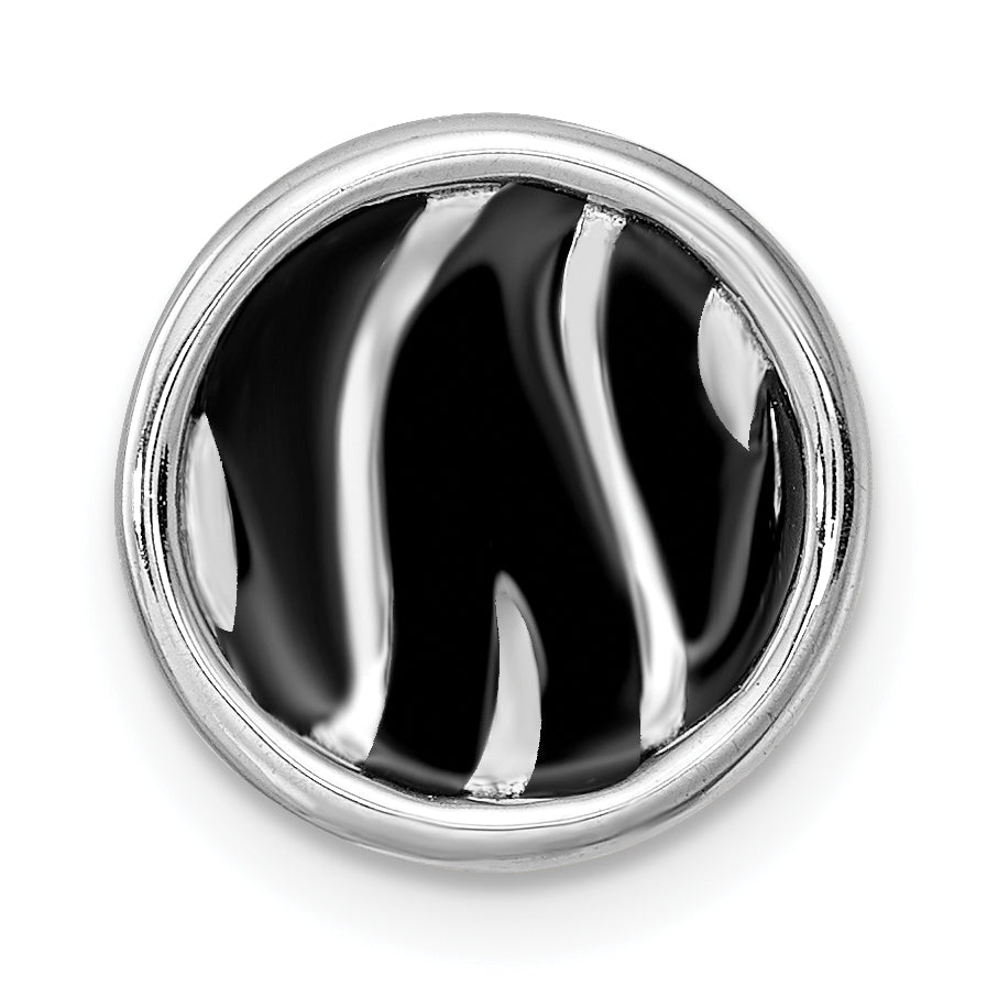 Sterling Silver Stackable Expressions Sm Blk Enameled ZebraPrintChain Slide Main image
