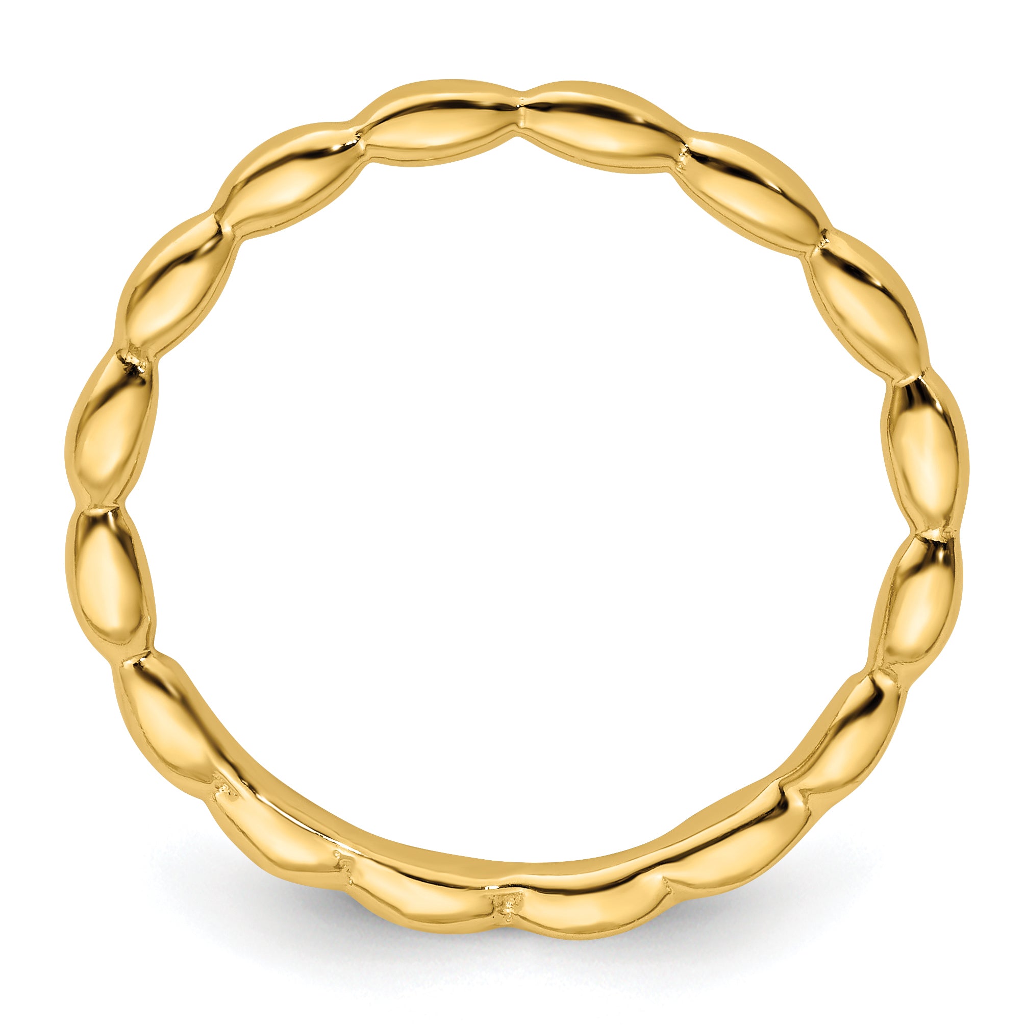 Sterling Silver Stackable Expressions Gold-plated Rice Bead Ring Secondary image