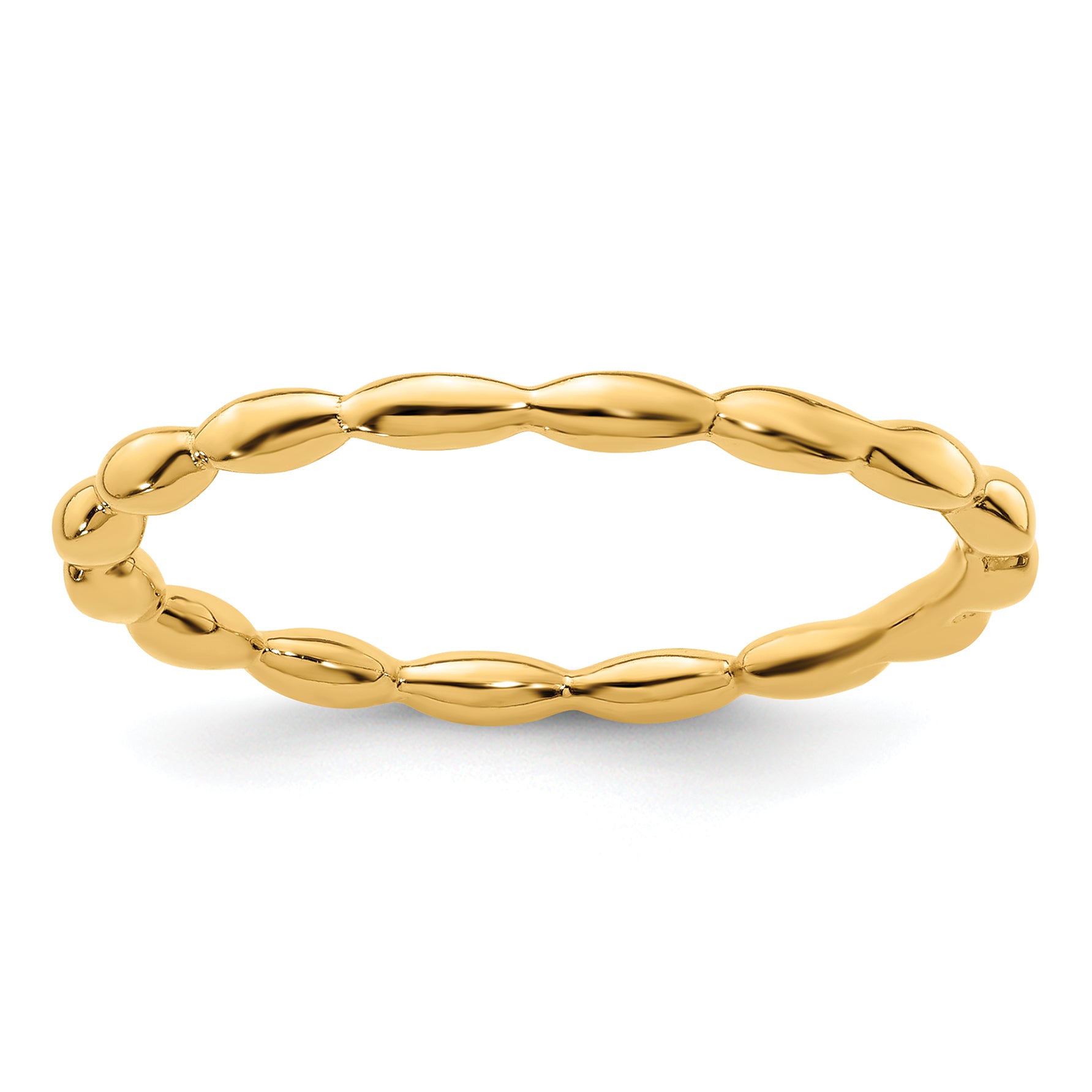 Sterling Silver Stackable Expressions Gold-plated Rice Bead Ring Main image