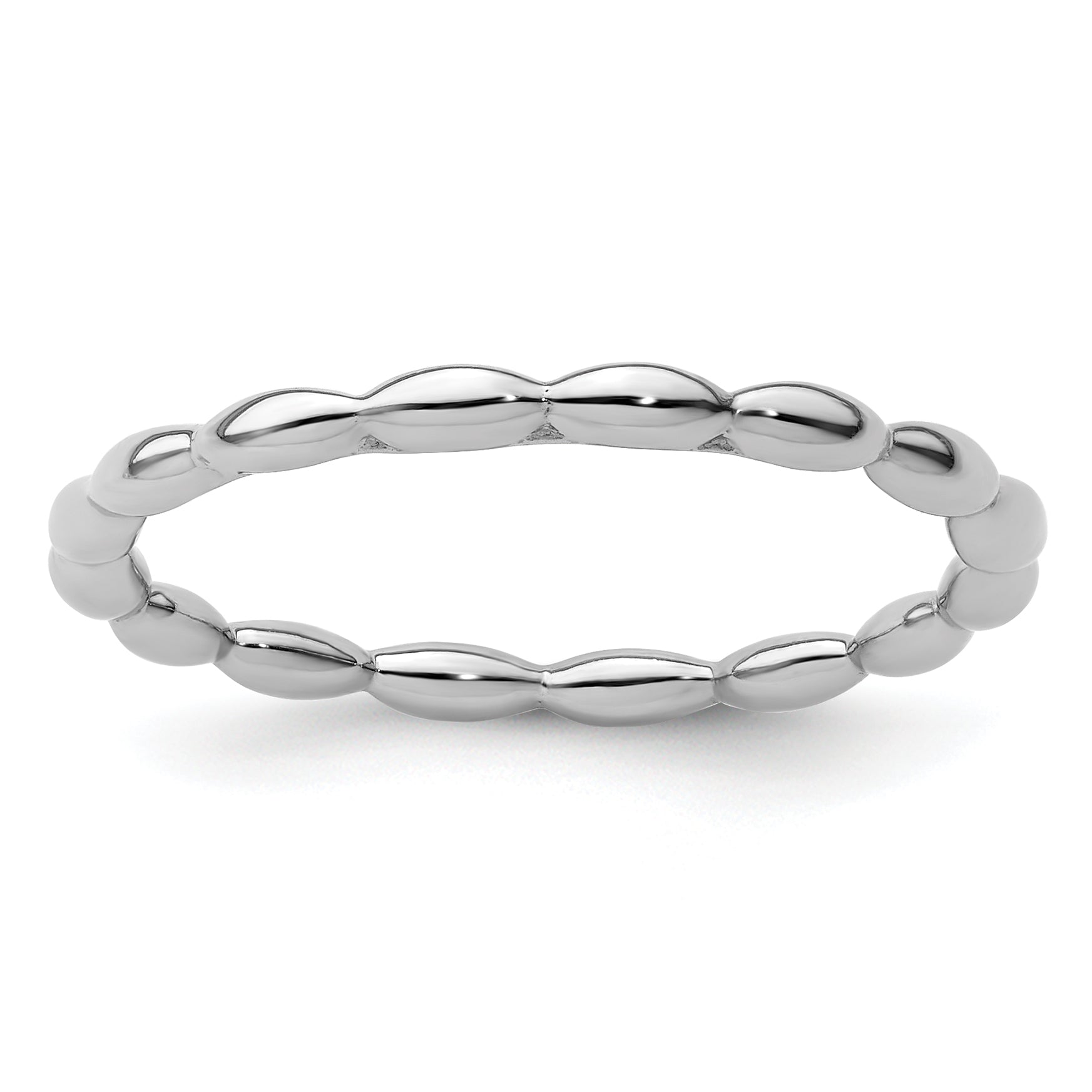 Sterling Silver Stackable Expressions Rhodium Rice Bead Ring Main image