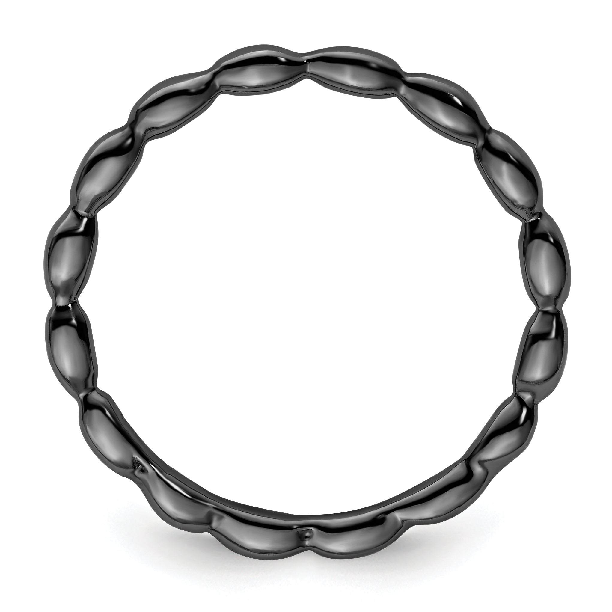 Sterling Silver Stackable Expressions Black-plated Rice Bead Ring Secondary image