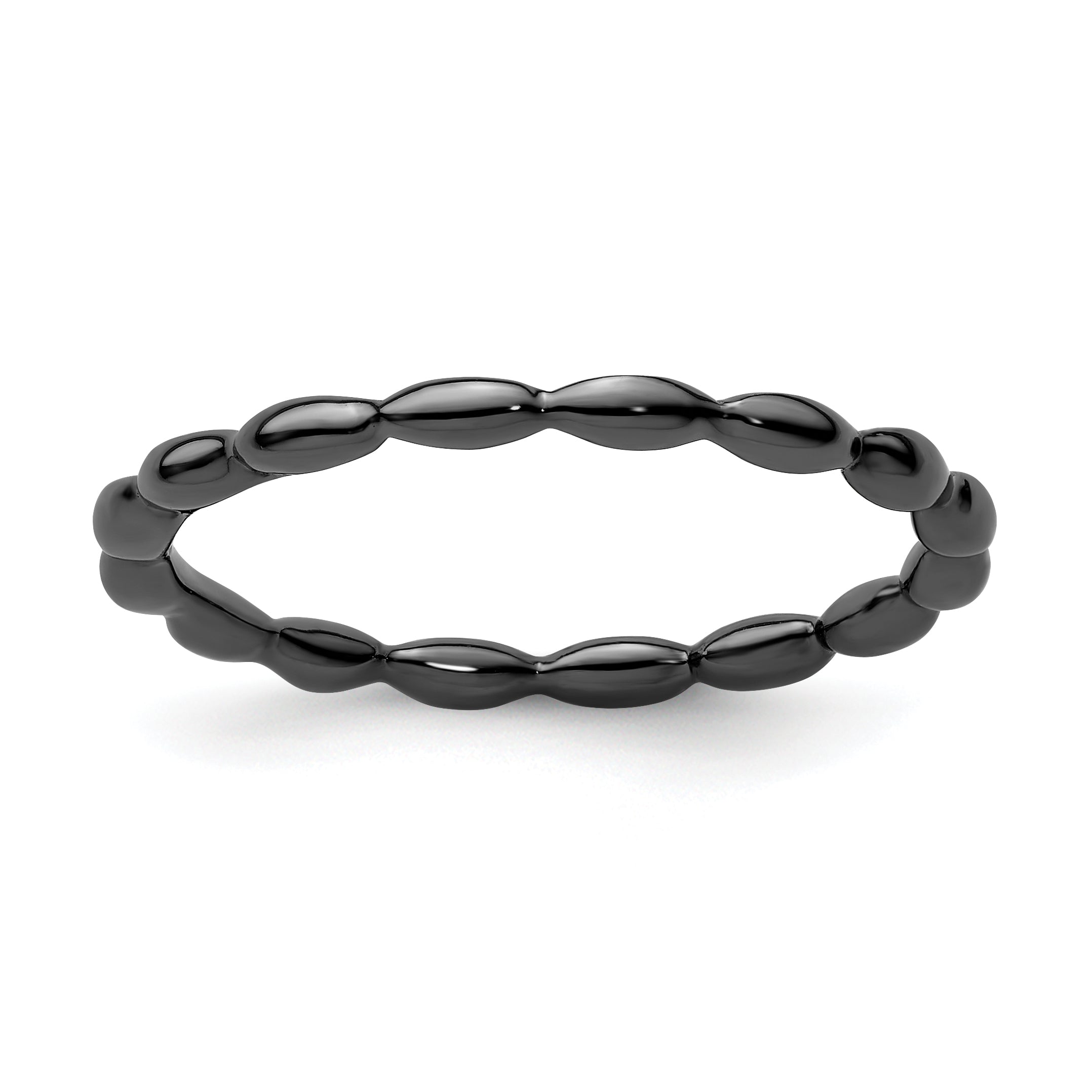 Sterling Silver Stackable Expressions Black-plated Rice Bead Ring Main image