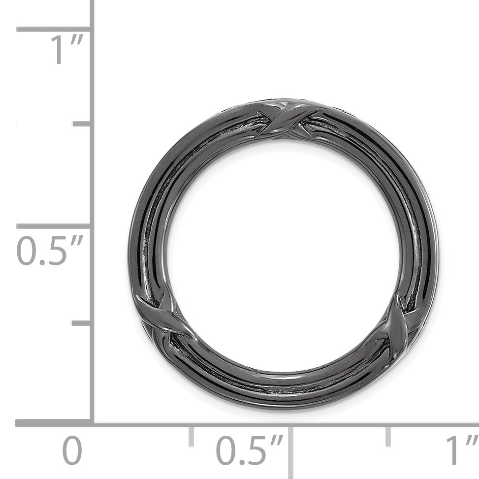 Sterling Silver Stackable Expressions Black-plated Med Polished Chain Slide
