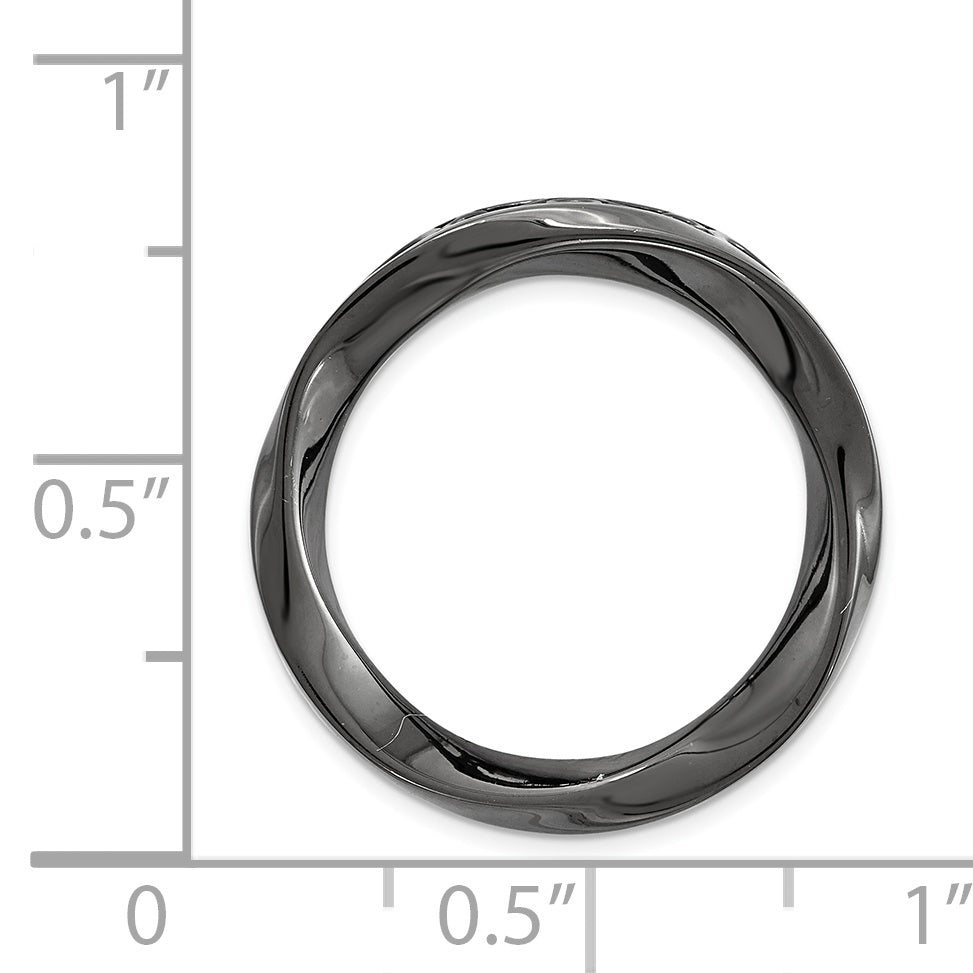 Sterling Silver Stackable Expressions Blk-plated Med Polished Chain Slide