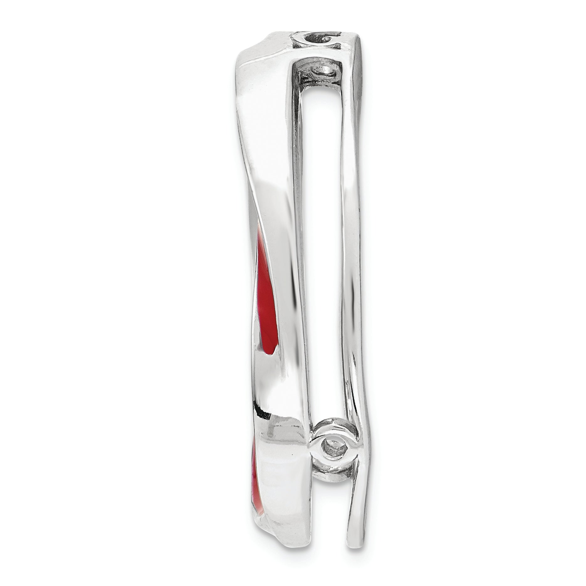 Sterling Silver Stackable Expressions Medium Red Enameled Chain Slide Secondary image