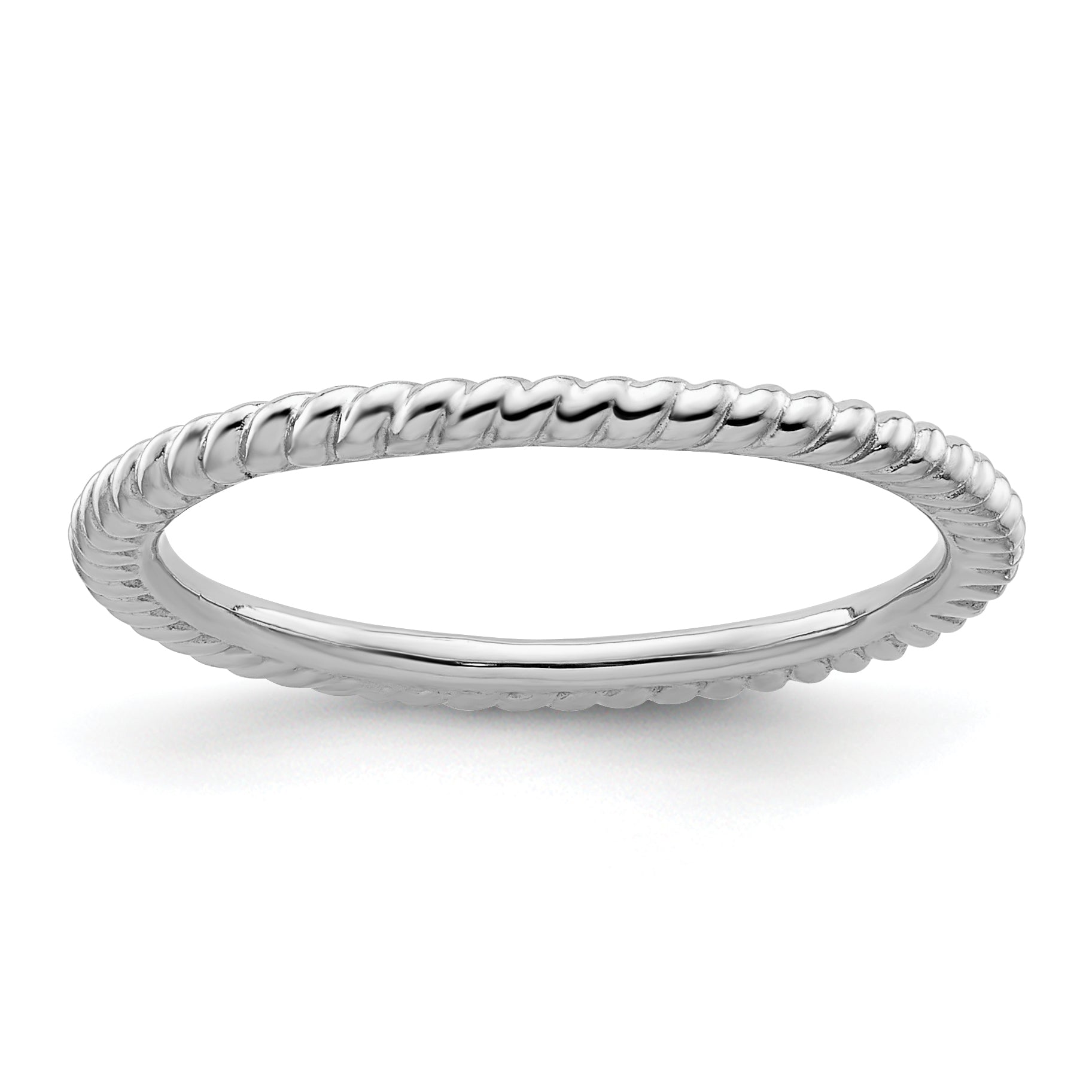 Sterling Silver Stackable Expressions Rhodium Twisted Ring Main image