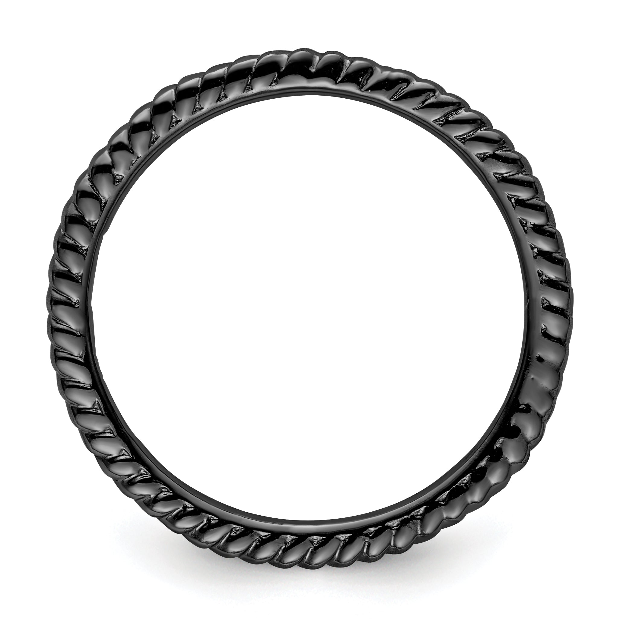 Sterling Silver Stackable Expressions Black-plated Twisted Ring Secondary image