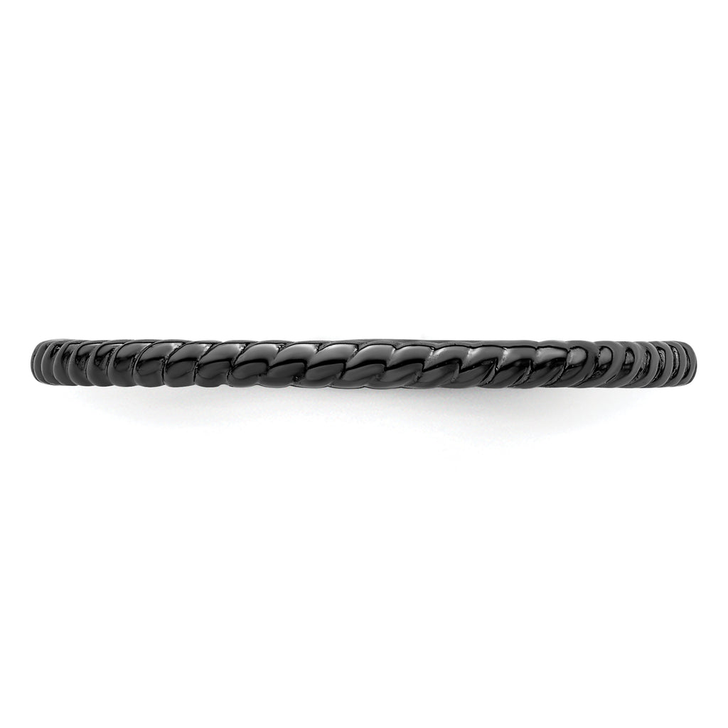 Sterling Silver Stackable Expressions Black-plated Twisted Ring