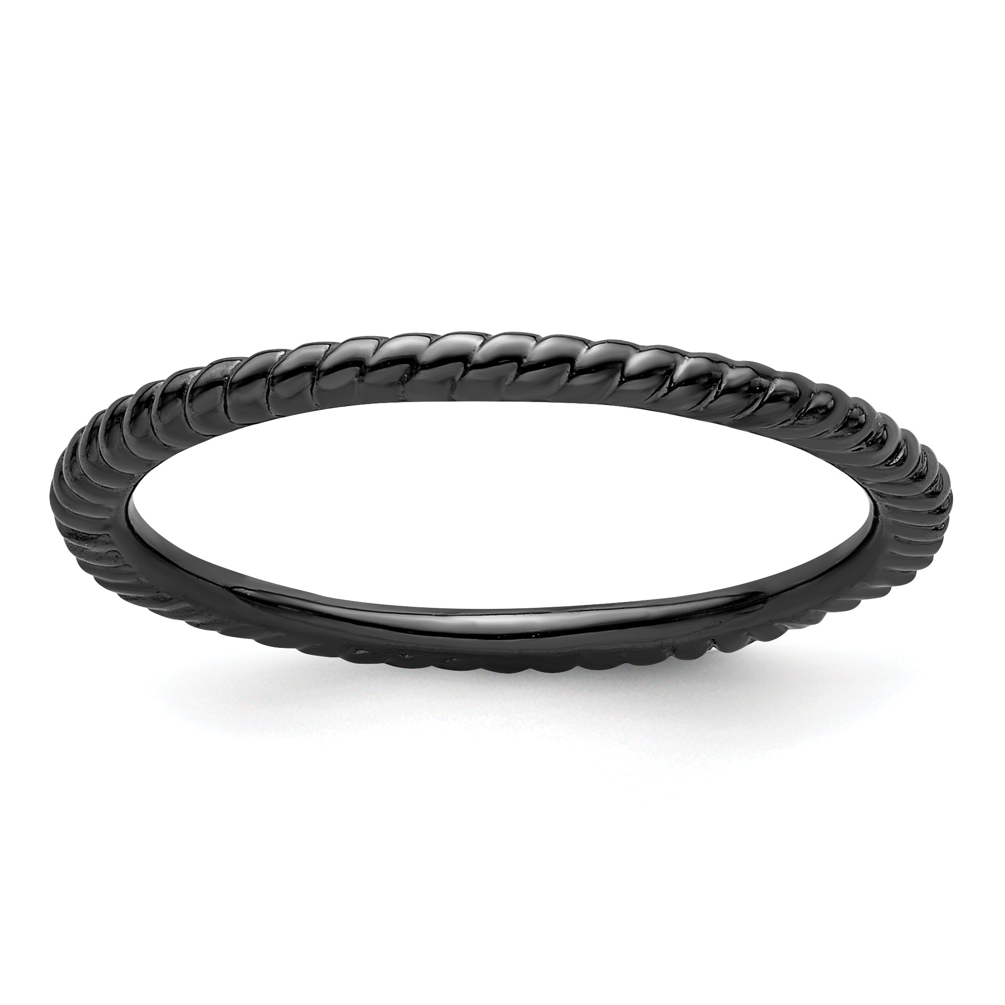 Sterling Silver Stackable Expressions Black-plated Twisted Ring Main image