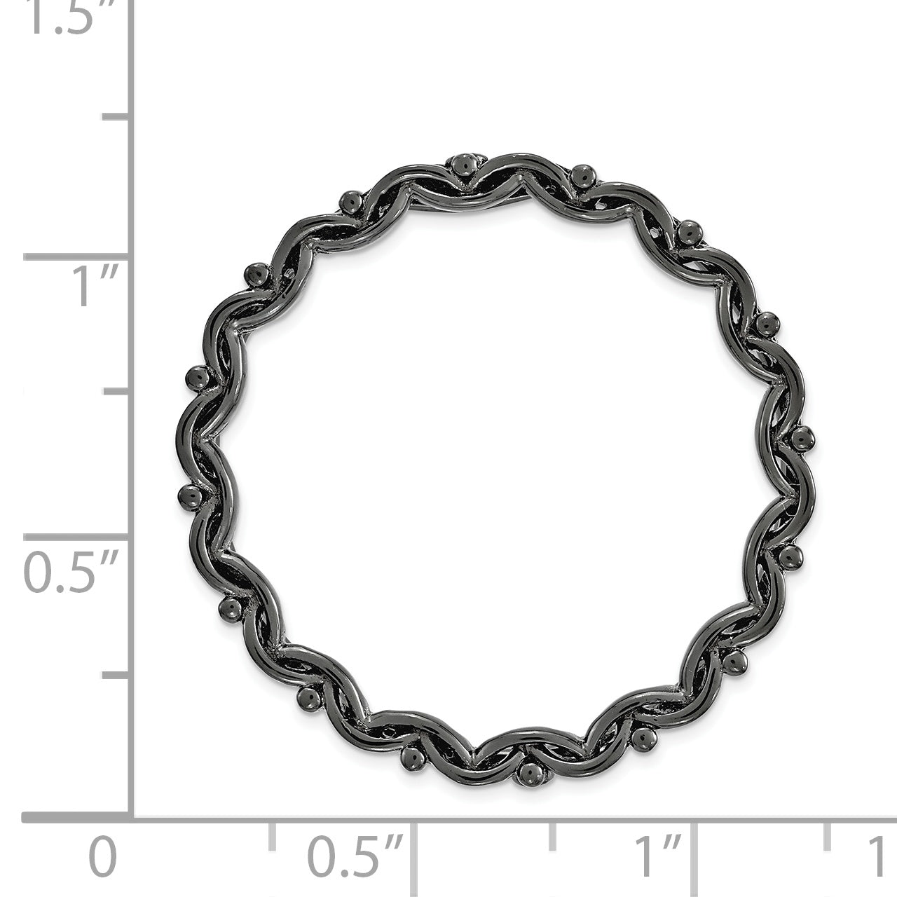 Sterling Silver Stackable Expressions Blk-plated Large Polished Chain Slide Secondary image