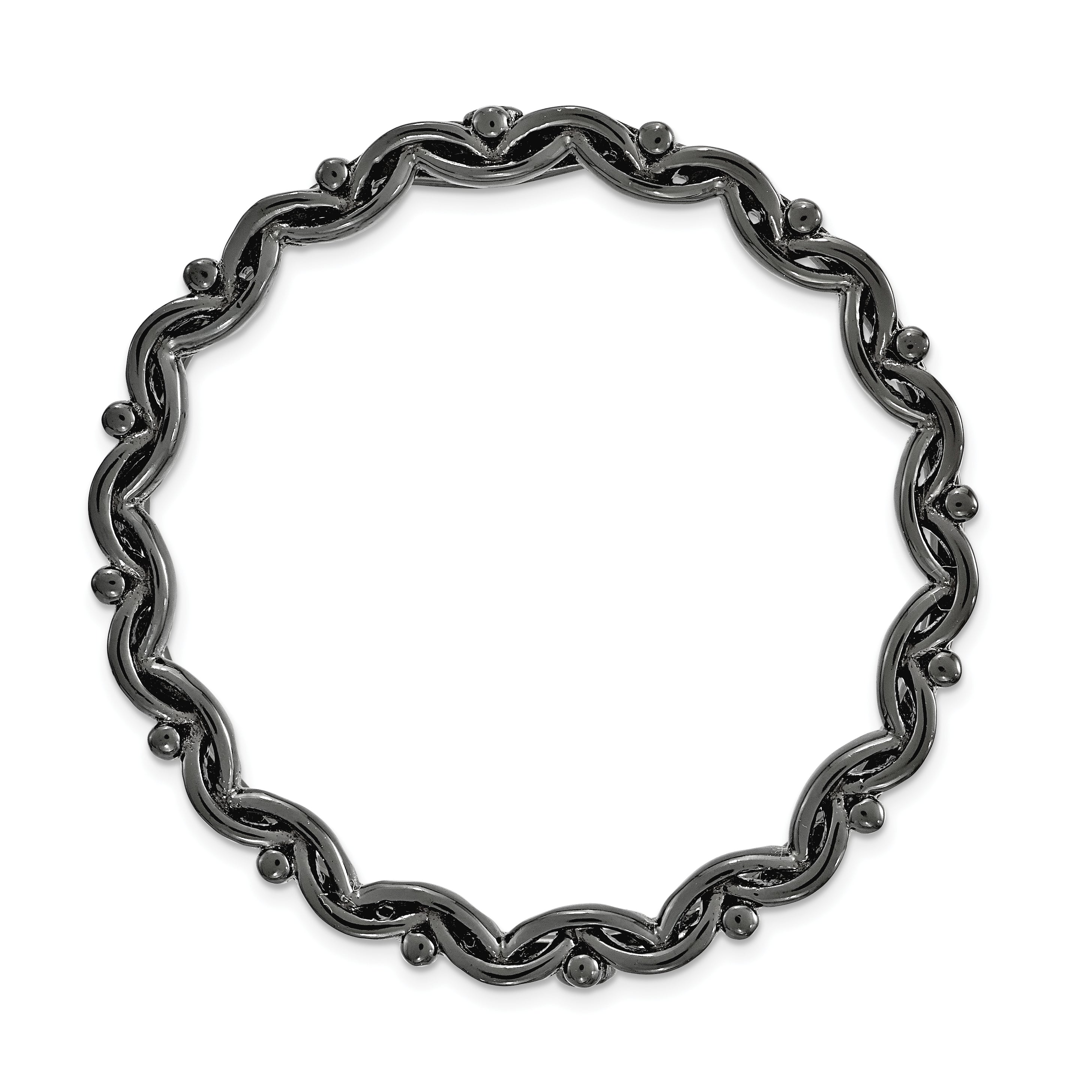 Sterling Silver Stackable Expressions Blk-plated Large Polished Chain Slide Main image