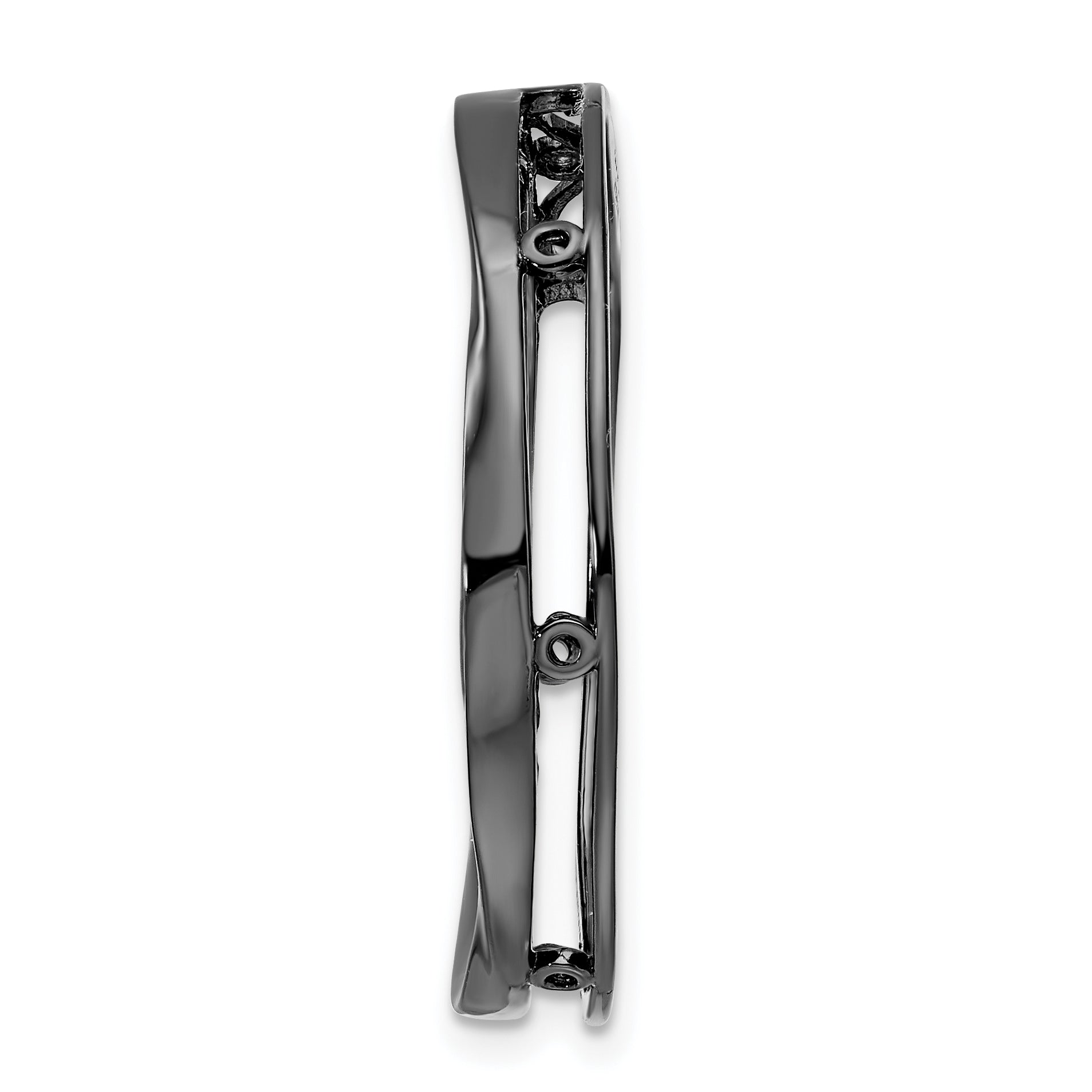 Sterling Silver Stackable Expressions Blk-plated Large Polished Chain Slide Secondary image