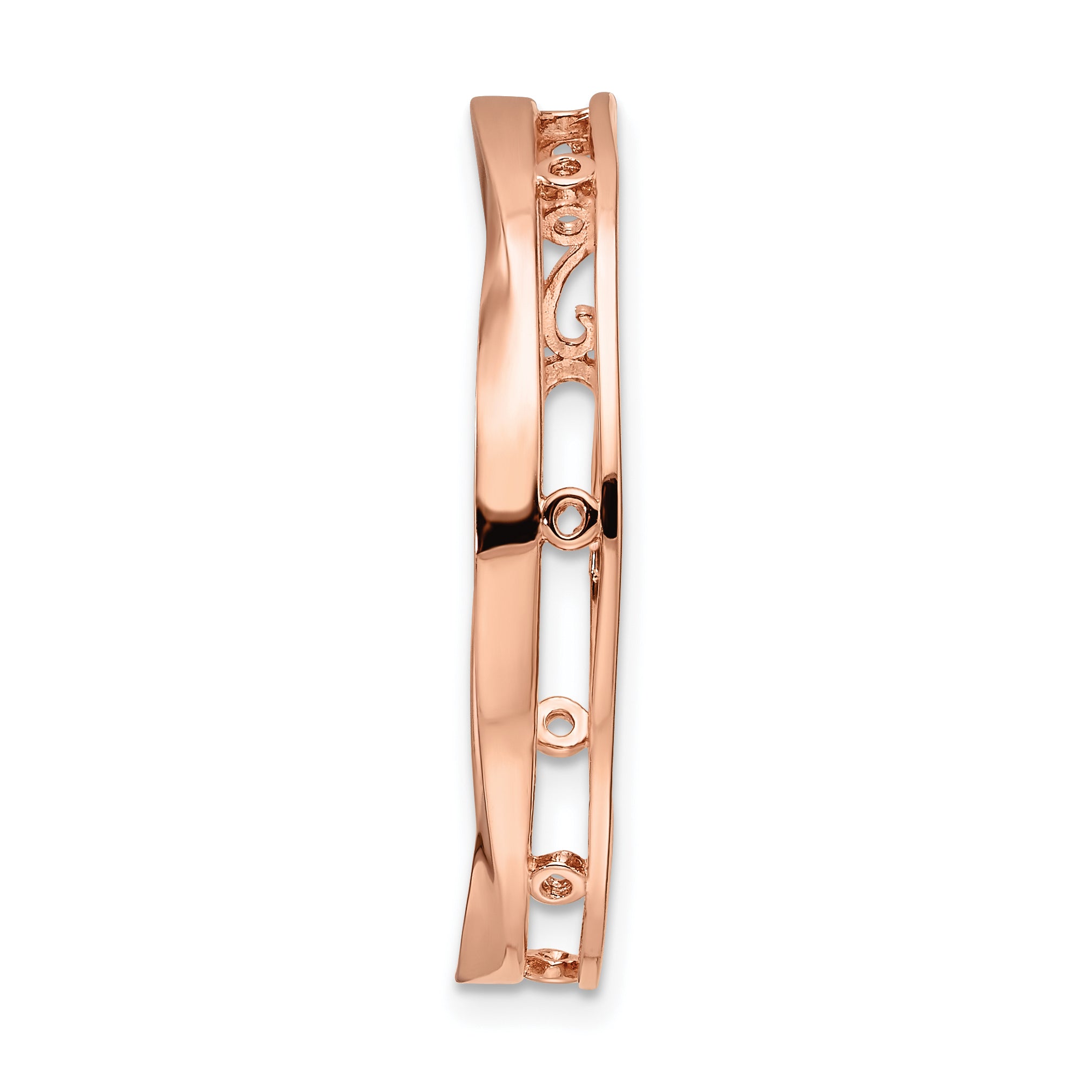 Sterling Silver Stackable Expressions Rose-tone Large Polished Chain Slide Secondary image