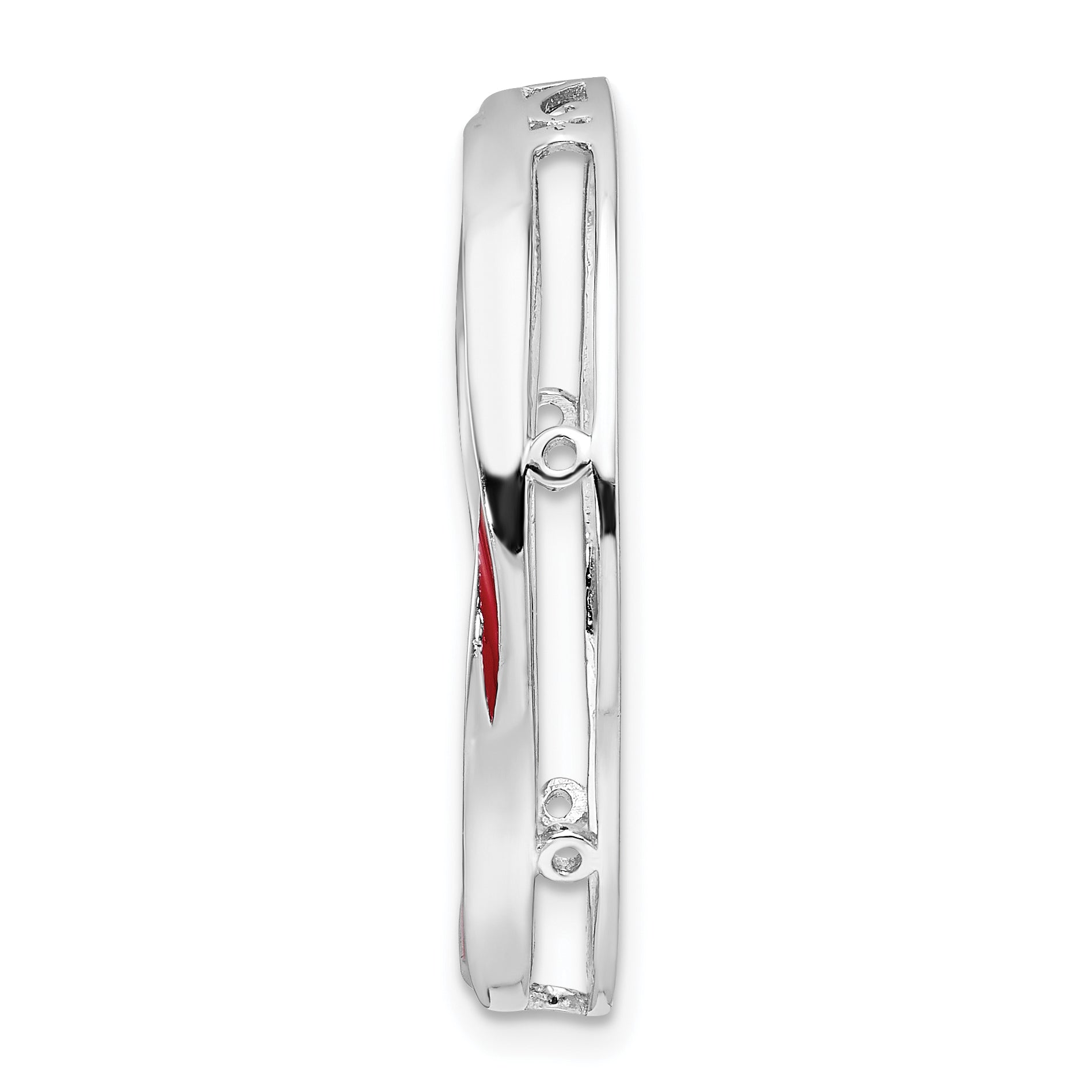 Sterling Silver Stackable Expressions Lg Polished Red Enameled Chain Slide Secondary image
