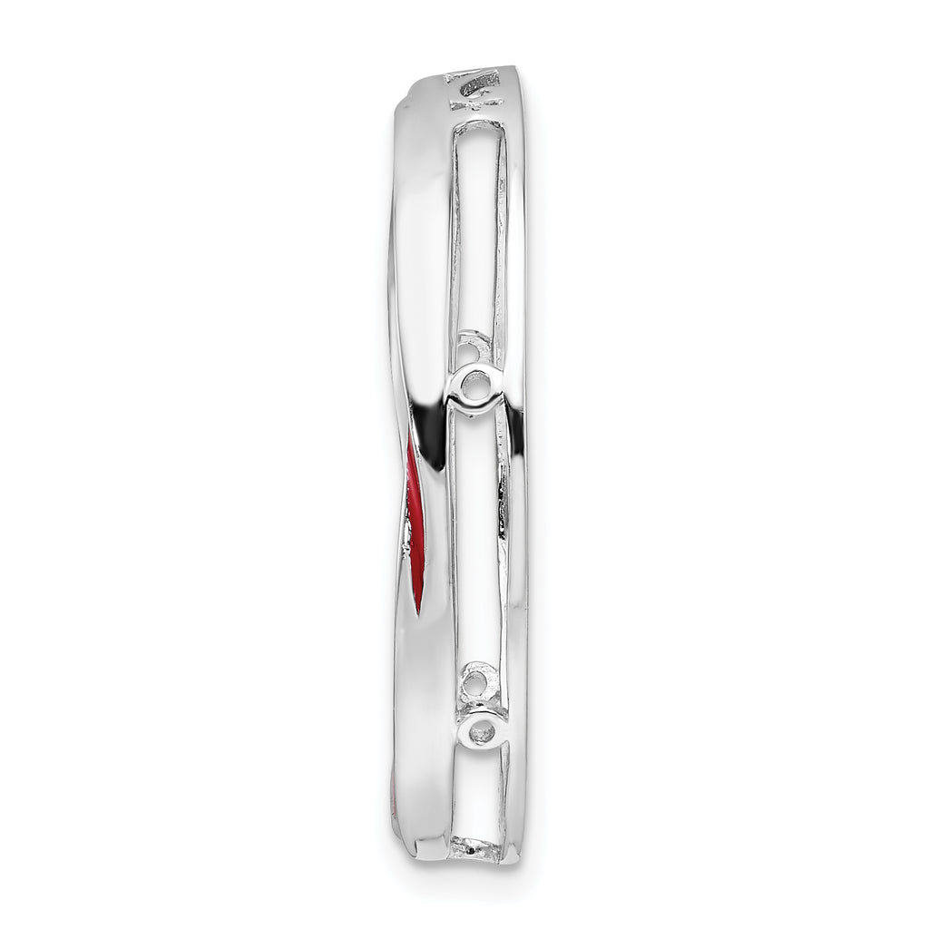 Sterling Silver Stackable Expressions Lg Polished Red Enameled Chain Slide