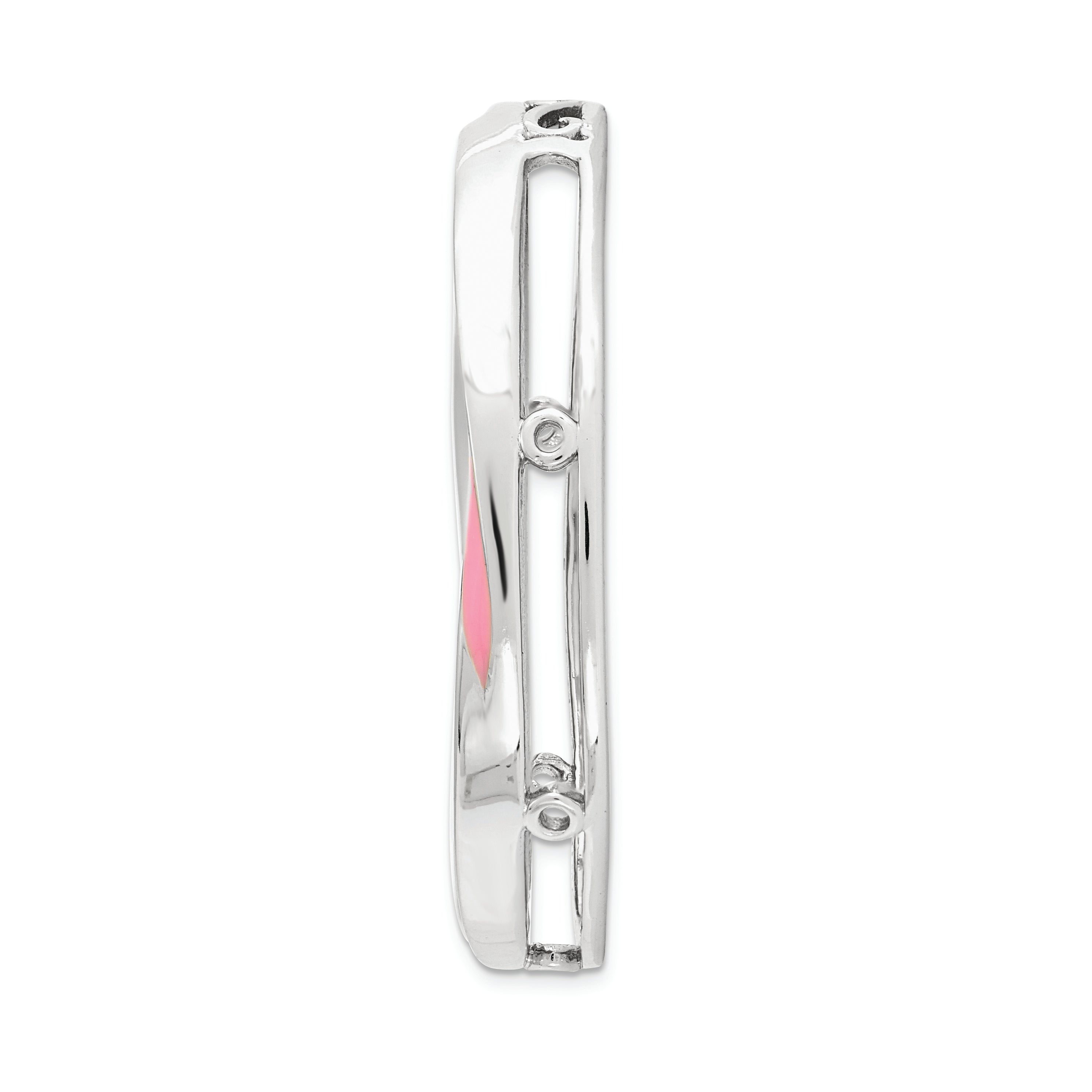 Sterling Silver Stackable Expressions Lg Polished Pink Enameled Chain Slide Secondary image