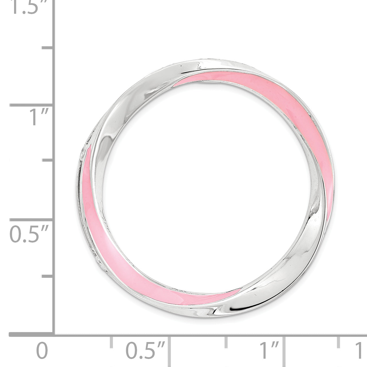 Sterling Silver Stackable Expressions Lg Polished Pink Enameled Chain Slide