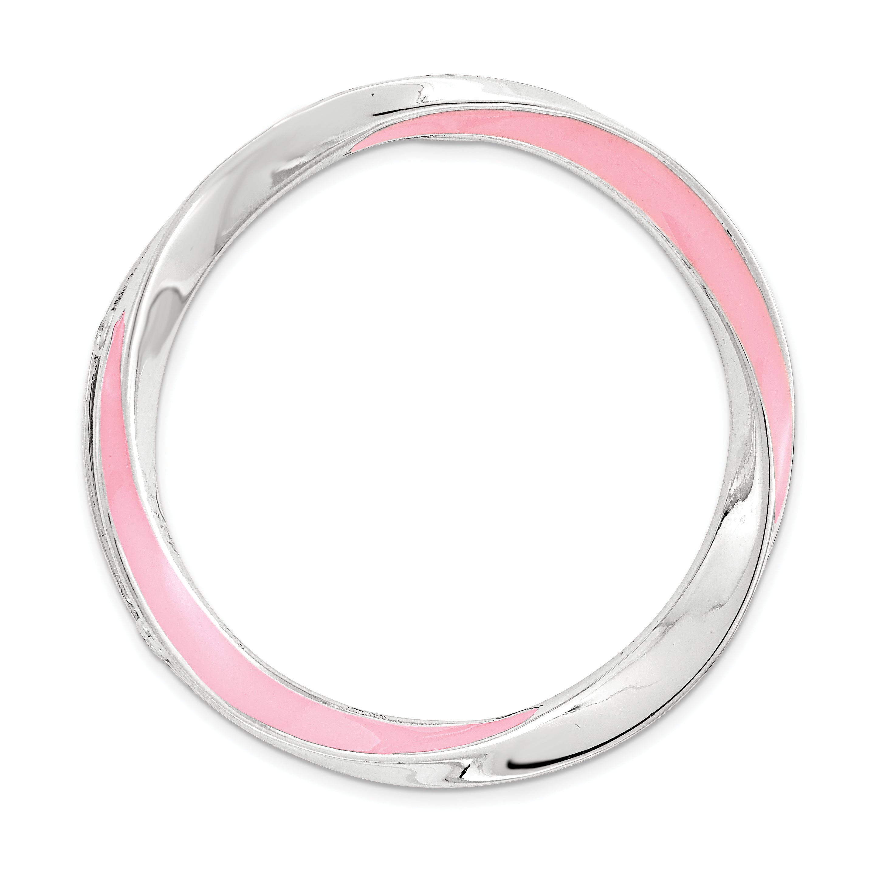 Sterling Silver Stackable Expressions Lg Polished Pink Enameled Chain Slide Main image