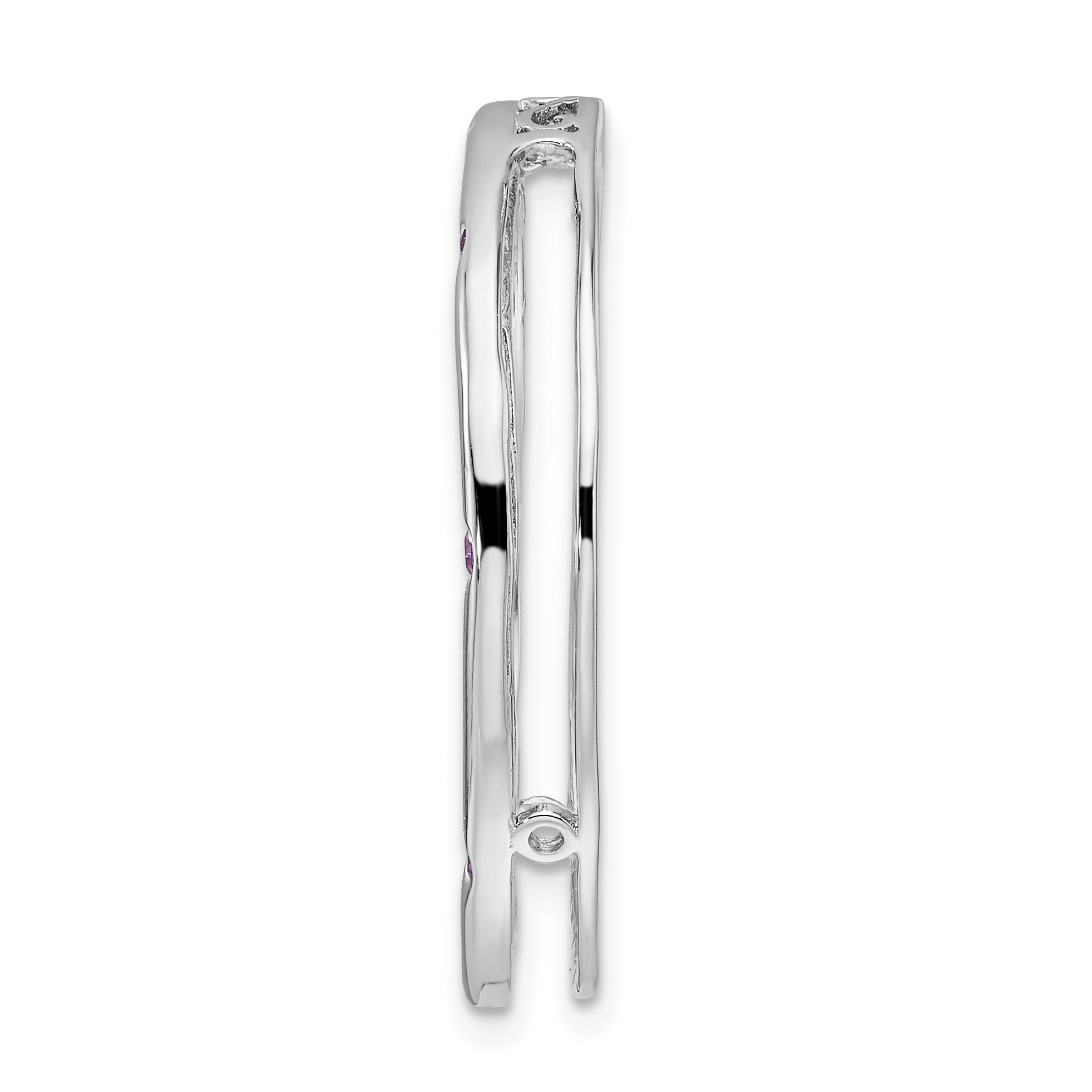 Sterling Silver Stackable Expressions Large Polished Amethyst Chain Slide Secondary image