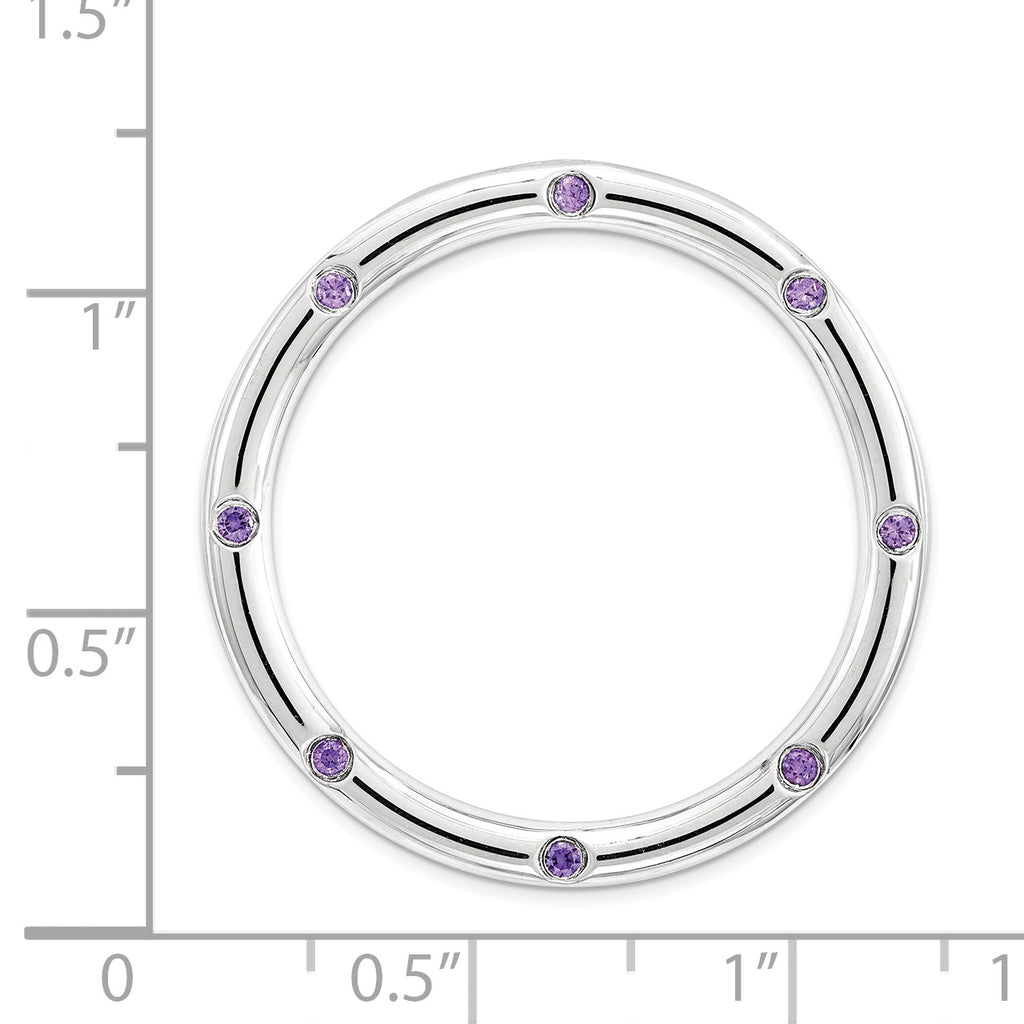 Sterling Silver Stackable Expressions Large Polished Amethyst Chain Slide