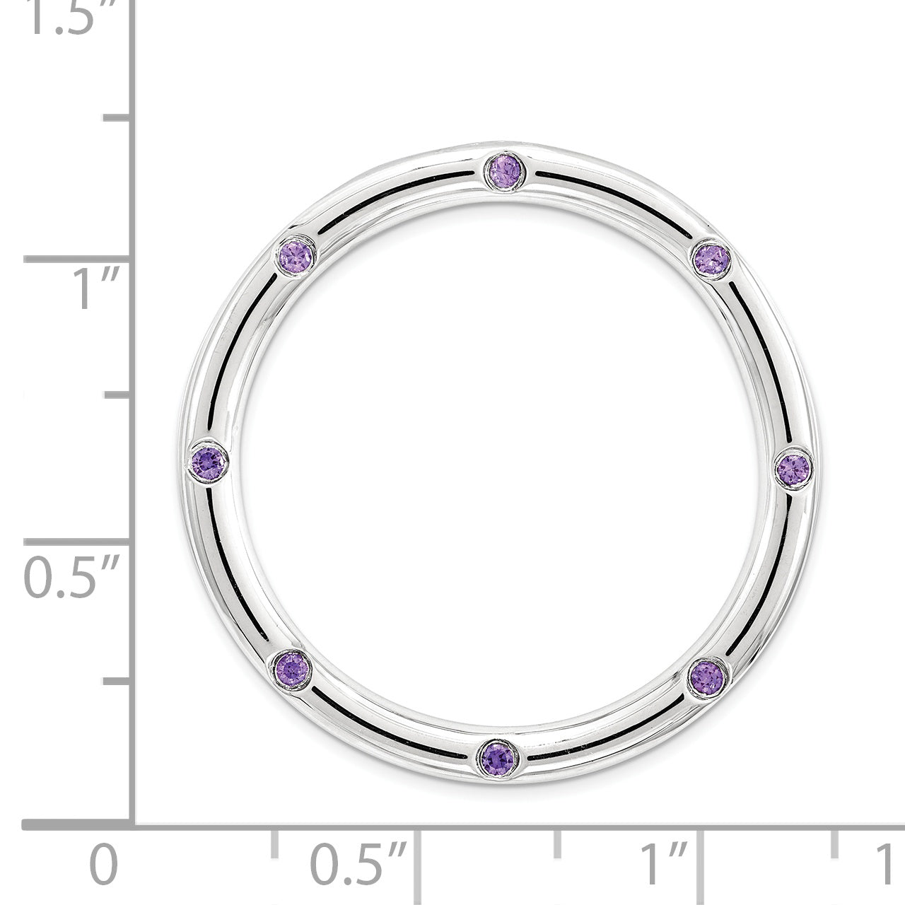 Sterling Silver Stackable Expressions Large Polished Amethyst Chain Slide