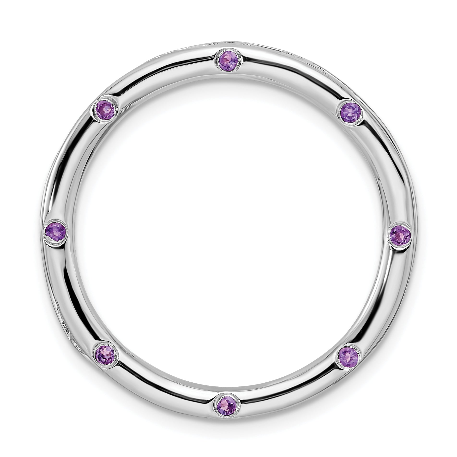 Sterling Silver Stackable Expressions Large Polished Amethyst Chain Slide