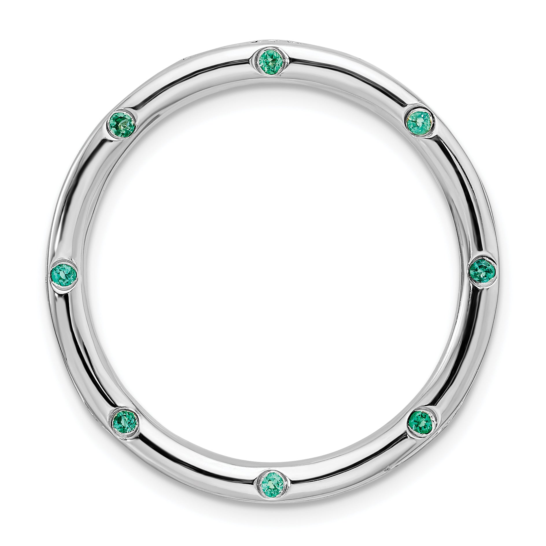 Sterling Silver Stackable Expressions Large Created Emerald Chain Slide Main image