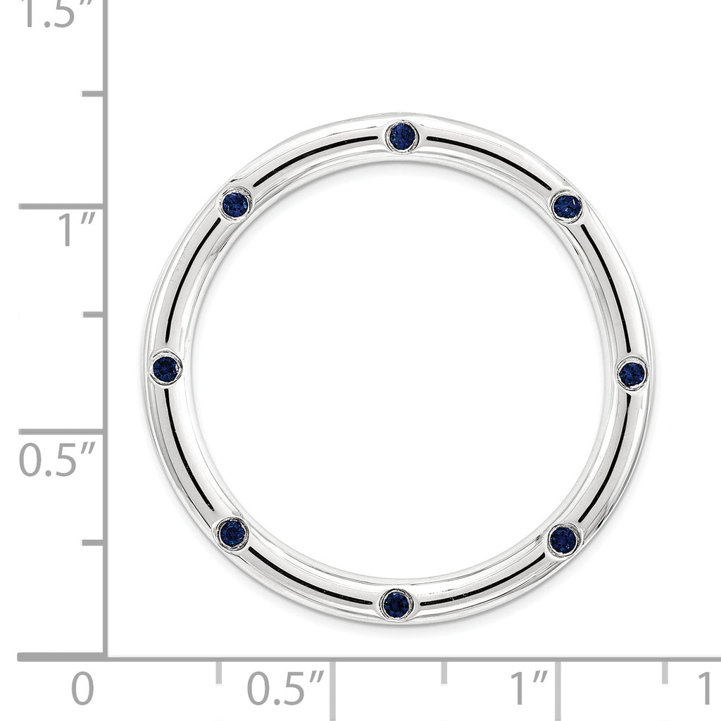 Sterling Silver Stackable Expressions Large Created Sapphire Chain Slide