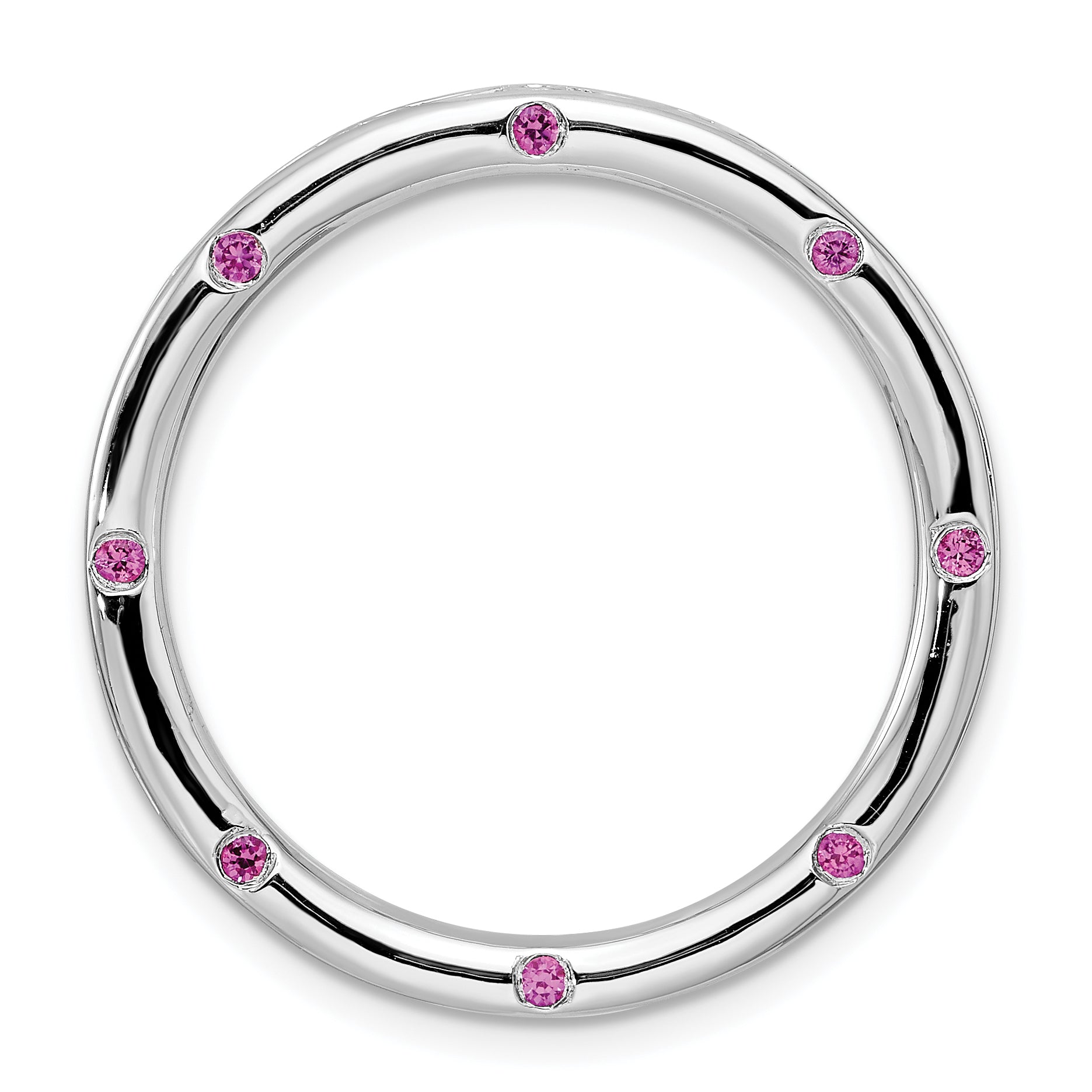 Sterling Silver Stack Exp Large Created Pink Sapphire Chain Slide Main image