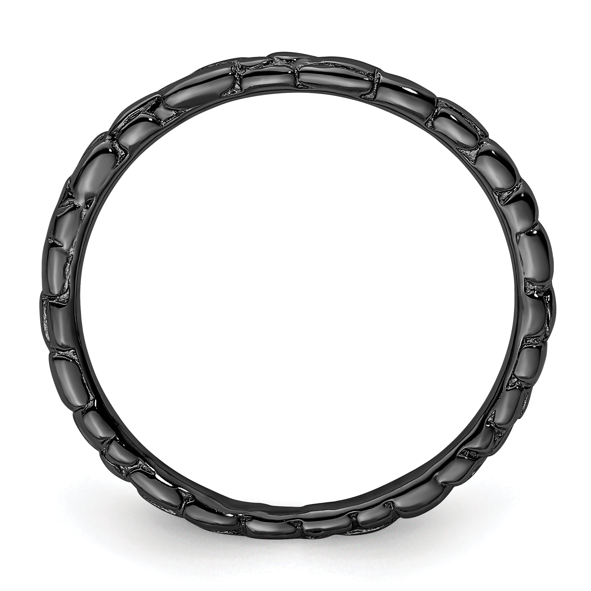 Sterling Silver Stackable Expressions Black-plated Twisted Ring Secondary image