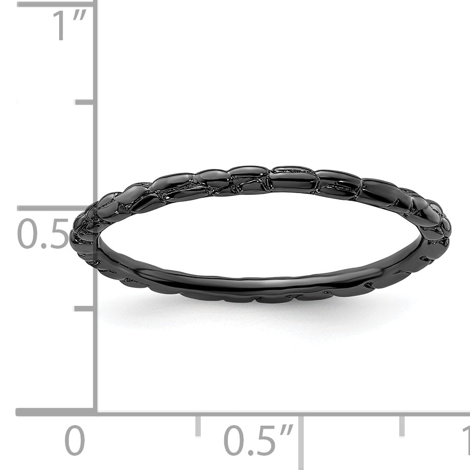 Sterling Silver Stackable Expressions Black-plated Twisted Ring